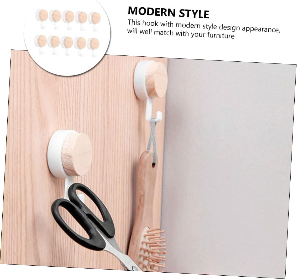 10Pcs Wall Mounted Pasting Hooks for Home Chic Storage