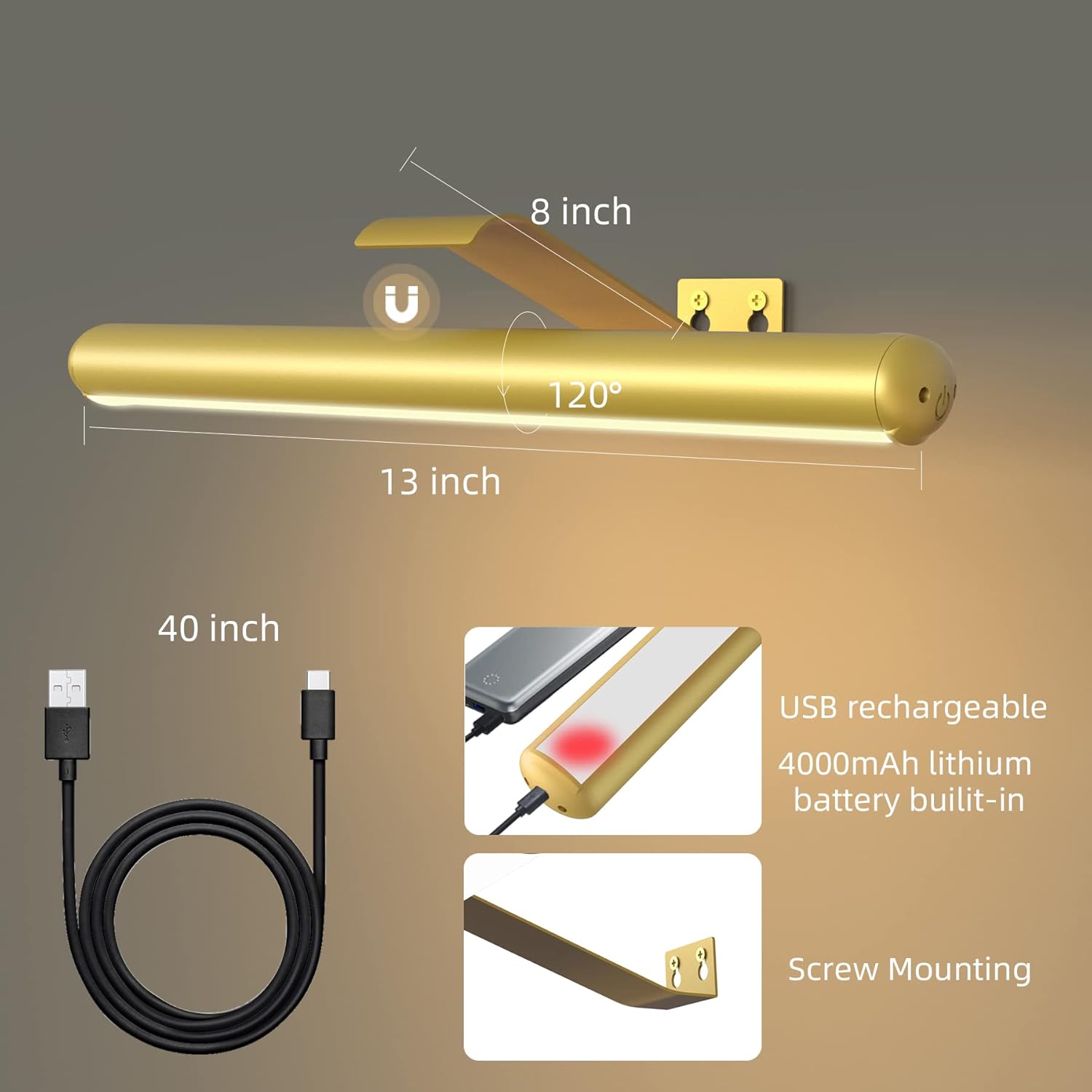 Wireless Picture Light with Remote Control and Magnetic Mount
