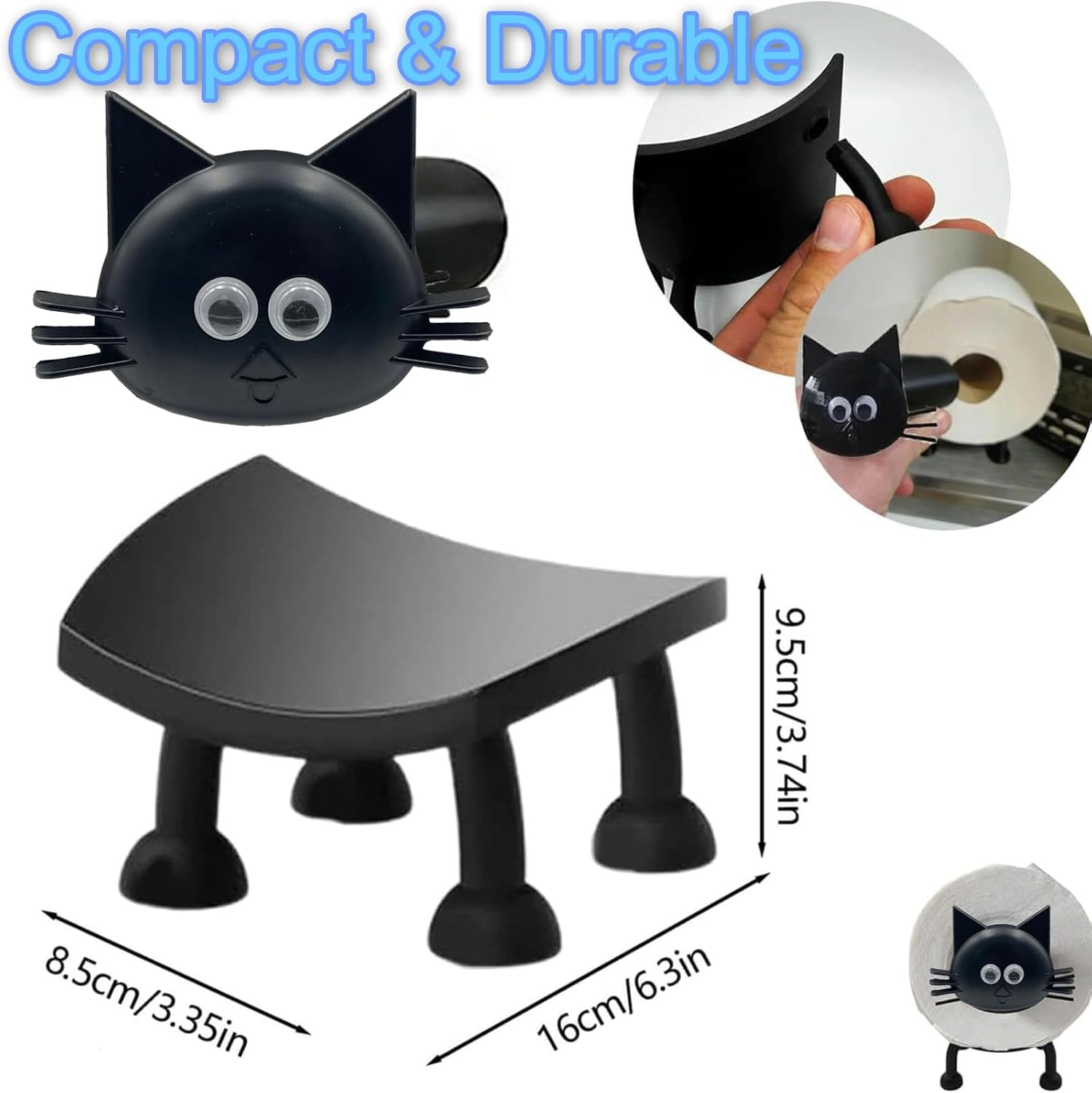 ZAGEVIVIN Cat Toilet Paper Holder Black Self Standing