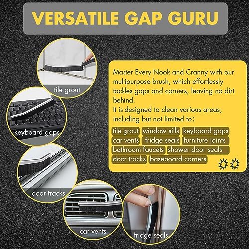3Pcs Crevice Cleaning Brush Set Hard Bristle for Small Spaces