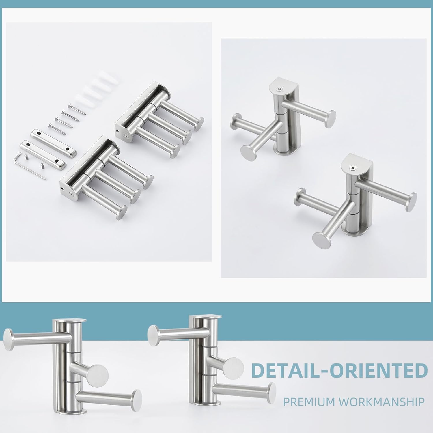 Angle Simple 2 Pack Towel Hook Swivel Brushed Nickel