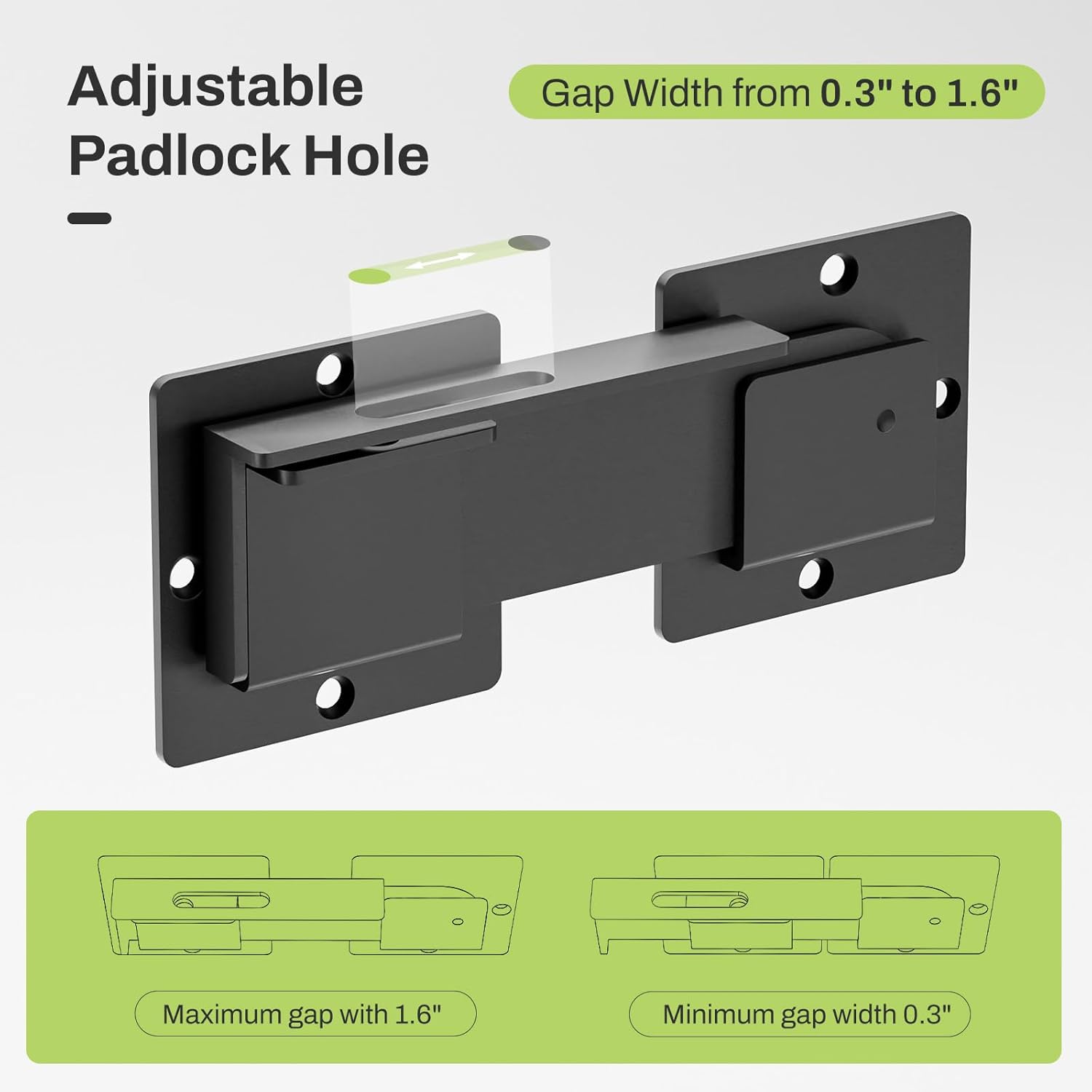 Sturdy 35mm Heavy Duty Gate Latch Lock Set with Matte Black Finish