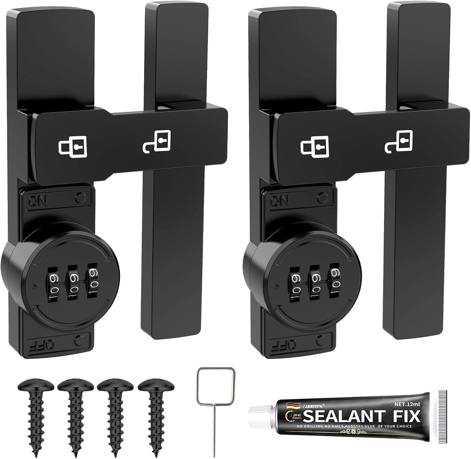 Sturdy 3-Digit Keyless 180-Degree Gate Lock Black Matte Luminous Function