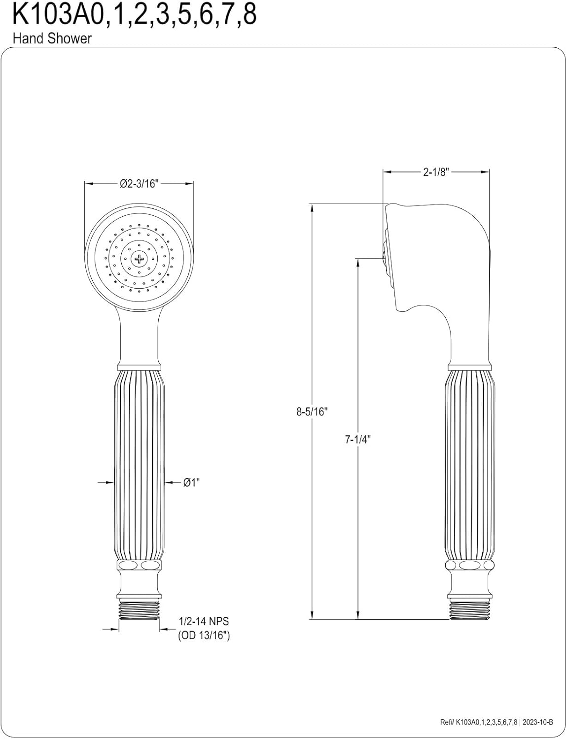 Kingston Brass K103A7 Restoration Hand Shower Head Brushed Brass Made in China