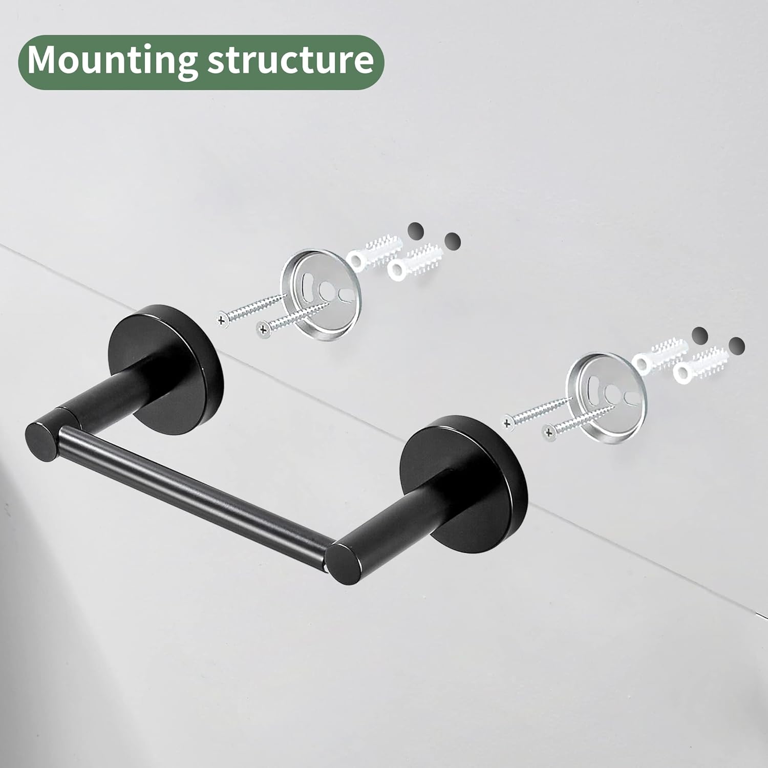 FORBATH Black Toilet Paper Holder 2 Pieces Wall Mount