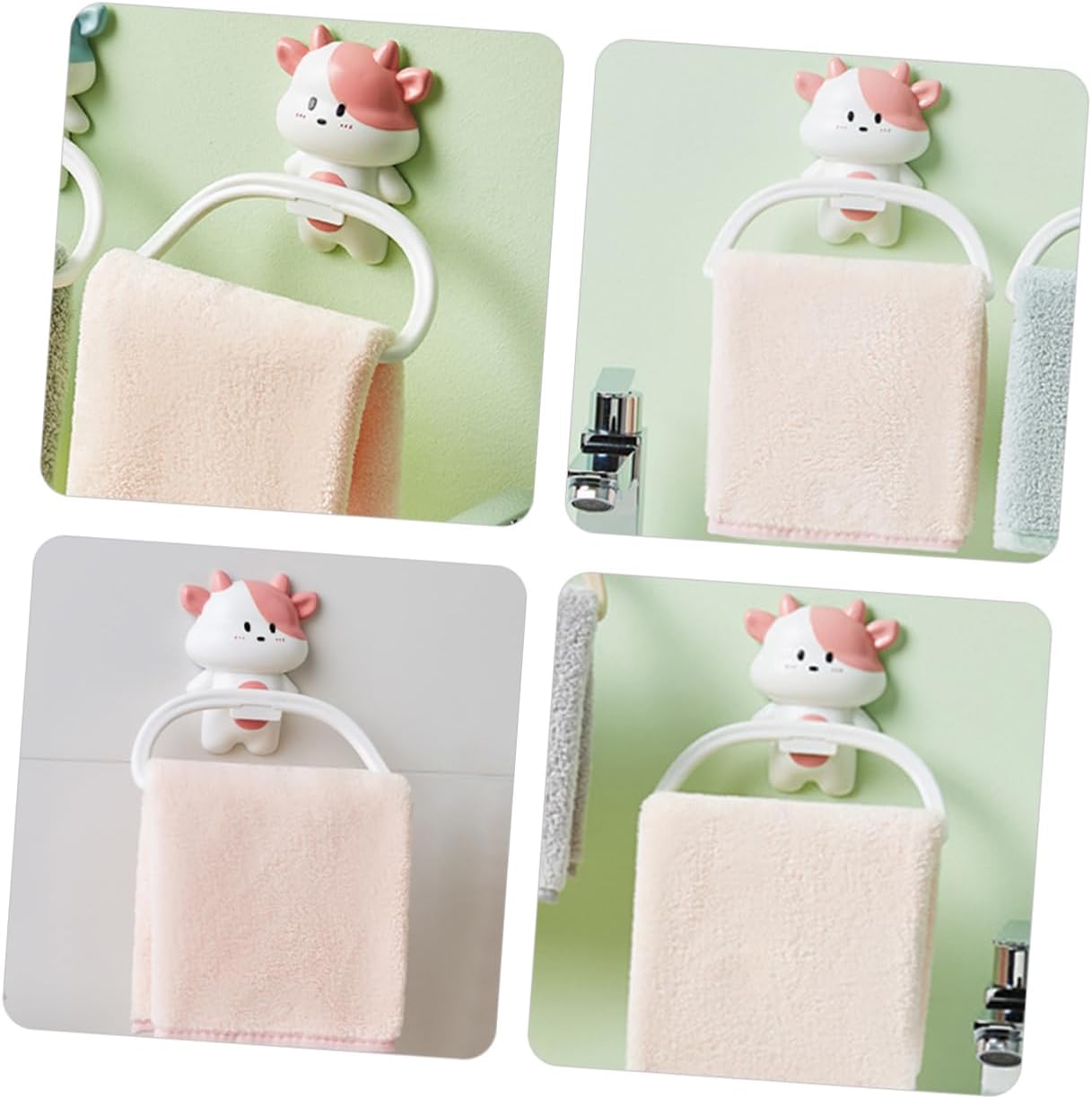 UTHCLO Cartoon Towel Rack Wall-Mounted Holder for Bathroom Kitchen