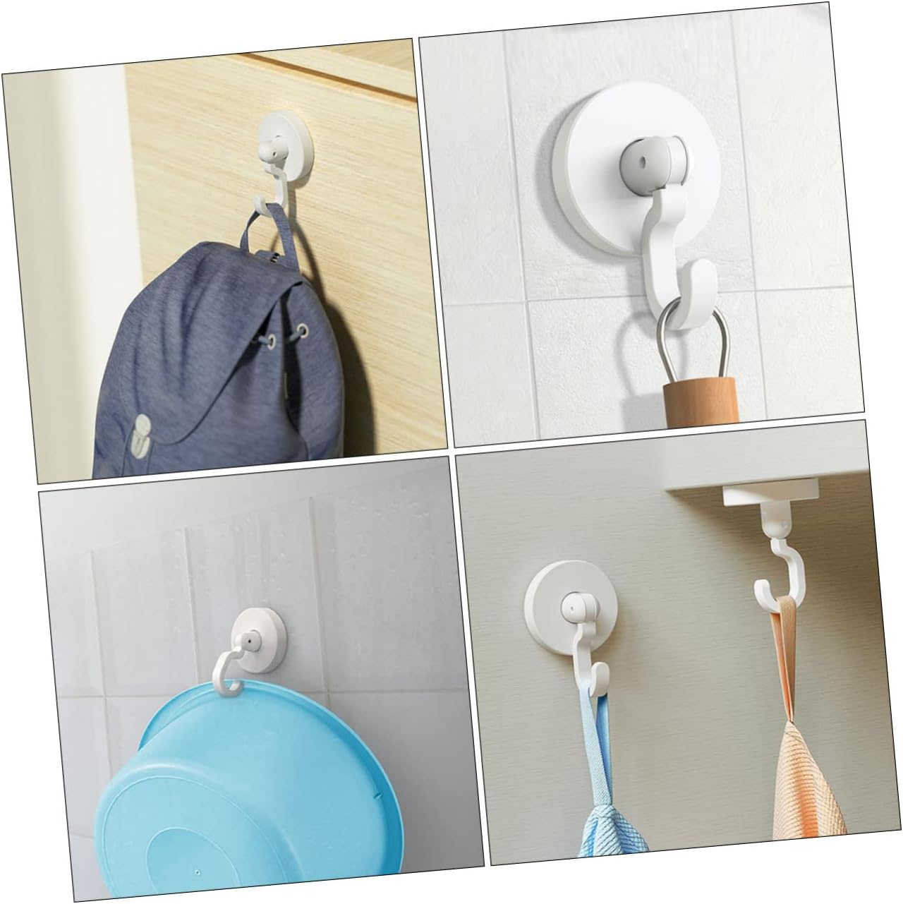 WHAMVOX Multipurpose Bathroom Hooks Black Self-Adhesive Heavy Duty
