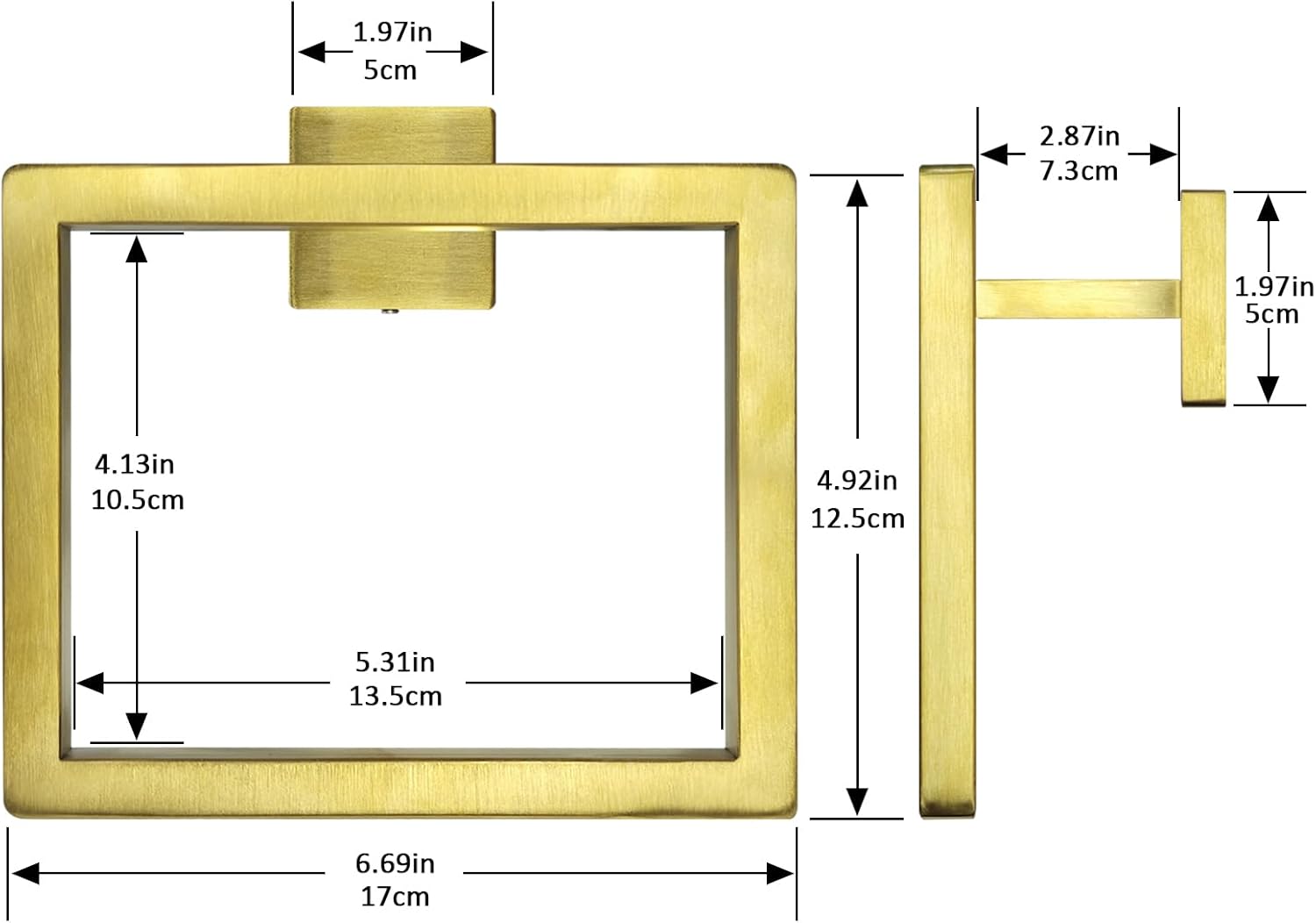 IJDD Brushed Gold Hand Towel Holder Wall Mount