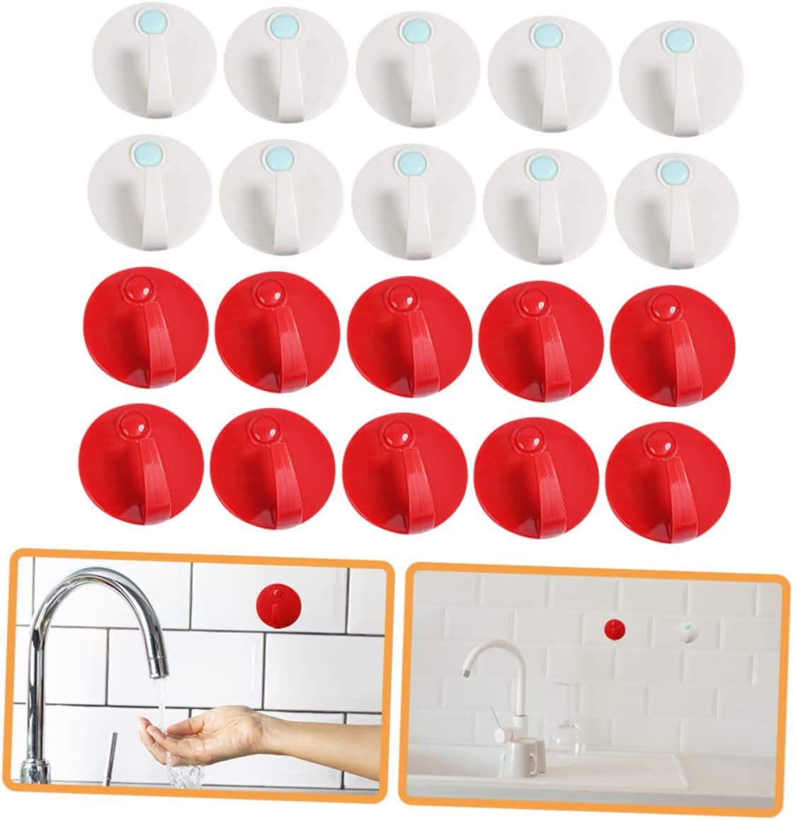 VILLCASE Red Adhesive Hooks Set 20pcs