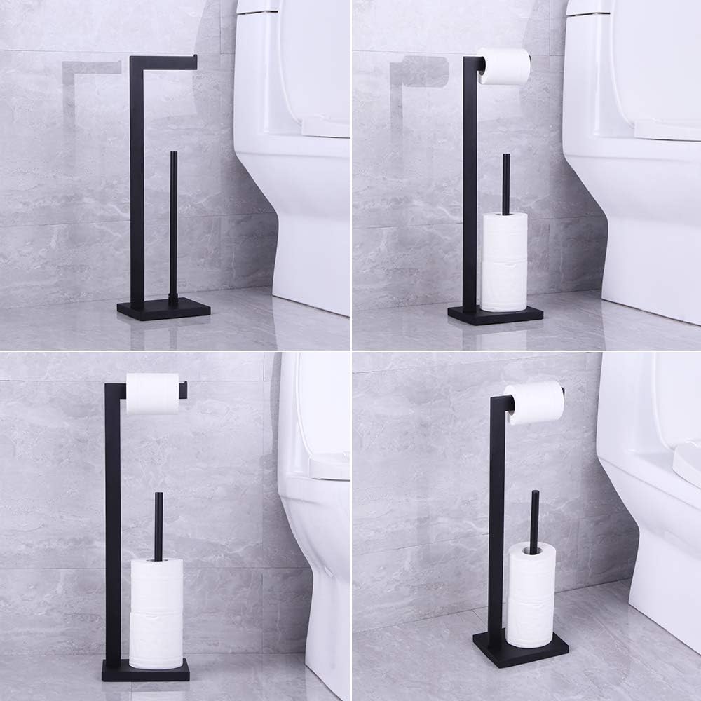 Matte Black Toilet Paper Holder with Shelf and Storage