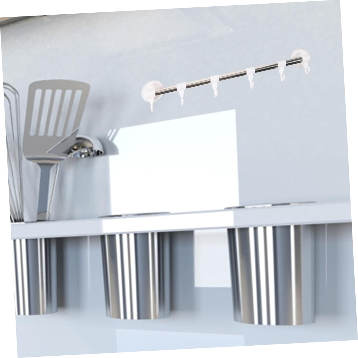 Holibanna Stainless Steel Suction Cup Towel Holder with 6 Hooks