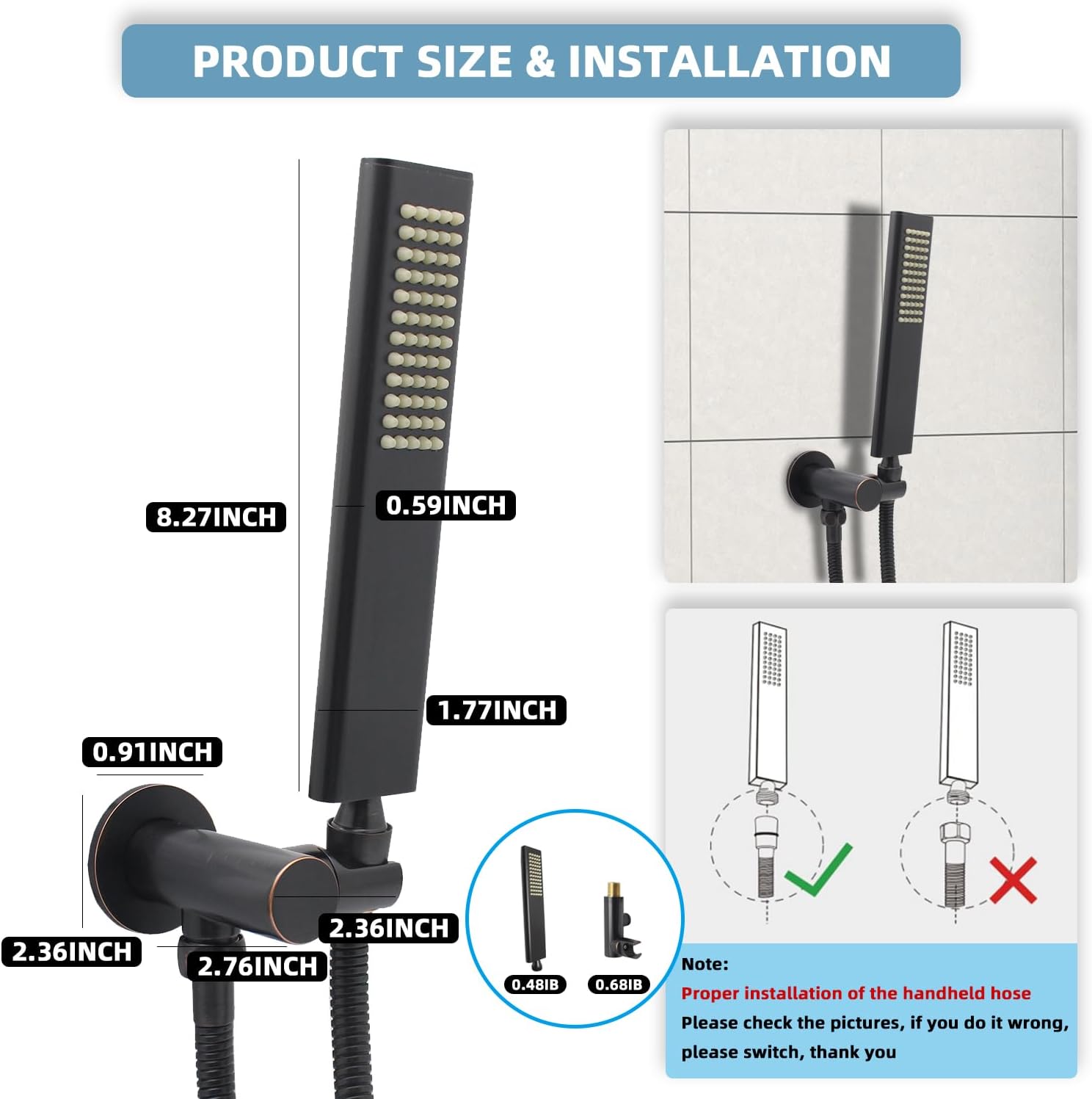 Premium Solid Brass Handheld Shower Head with Arc Design