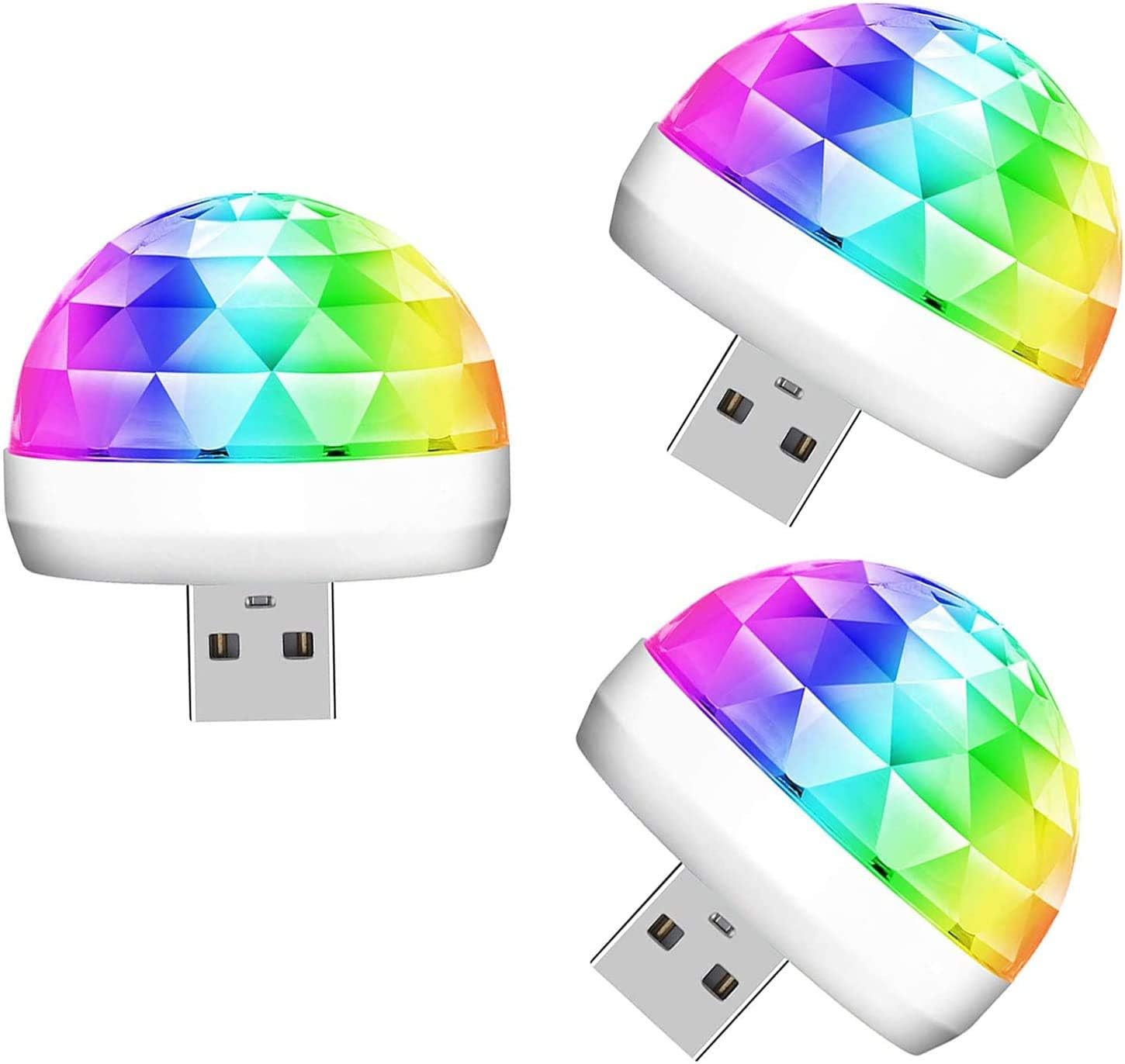 Lmaytech USB Mini Disco Ball Party Lights 3 Packs