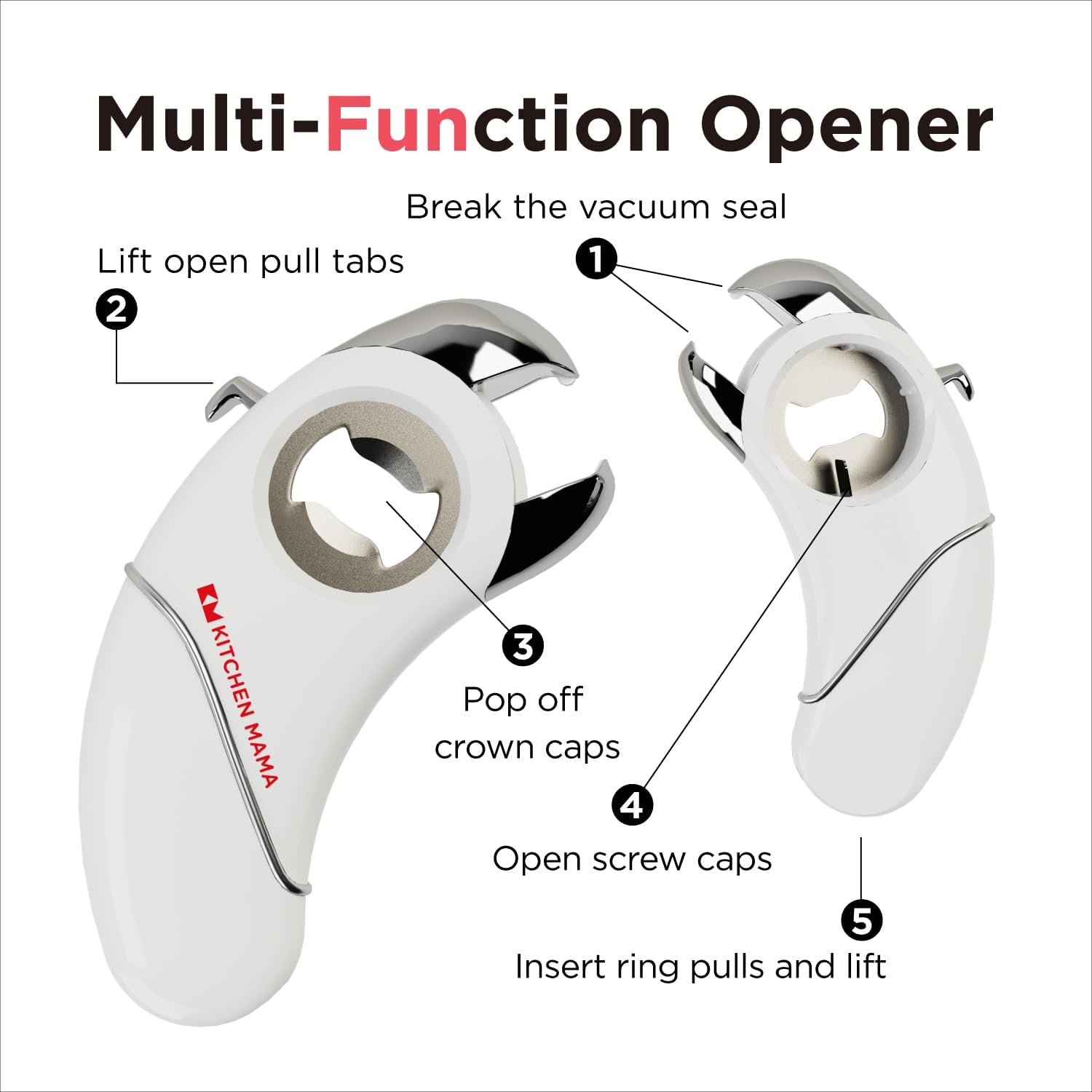Kitchen Mama Epic One Multifunction Opener White