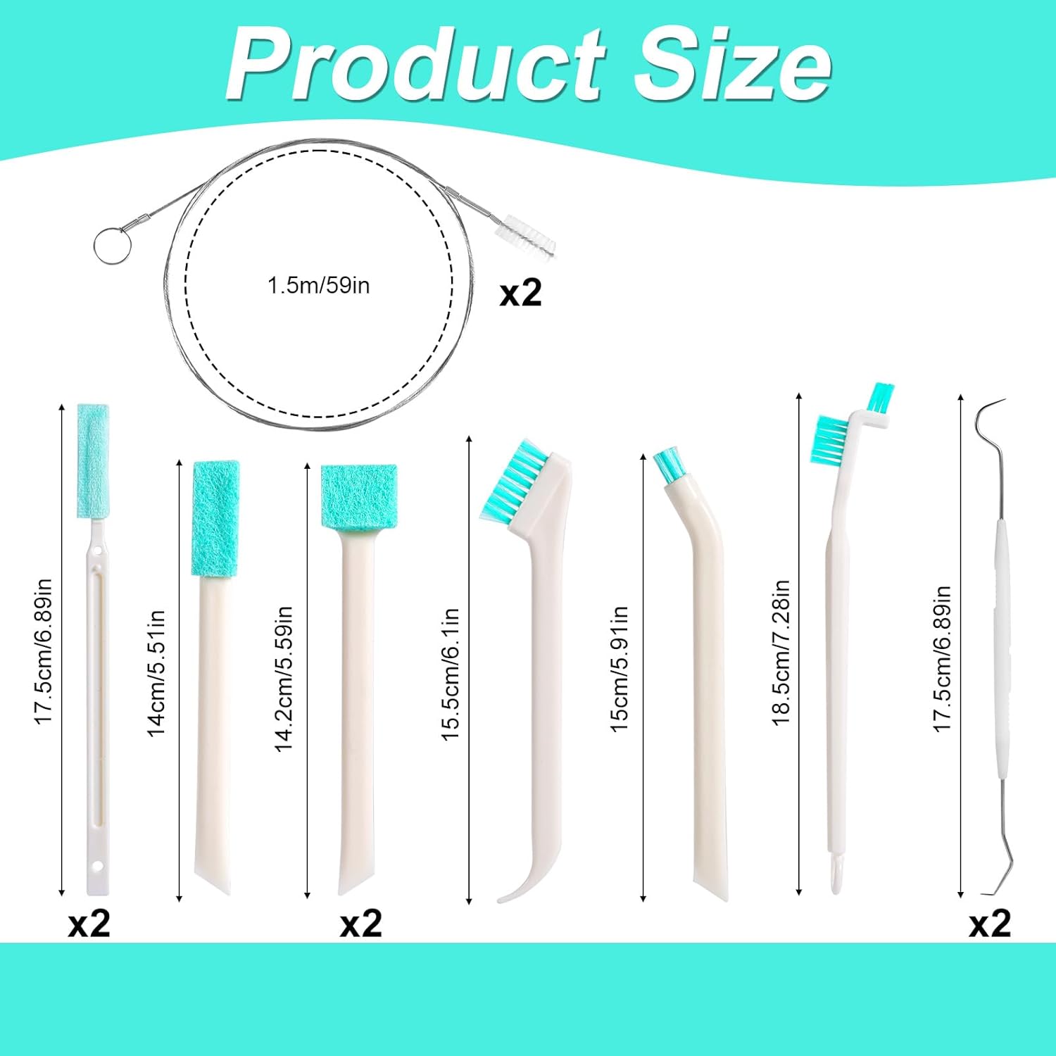 PEUTIER Ice Maker Cleaners Set - 10pcs Cleaning Brushes 2pcs Double Ended Hooks