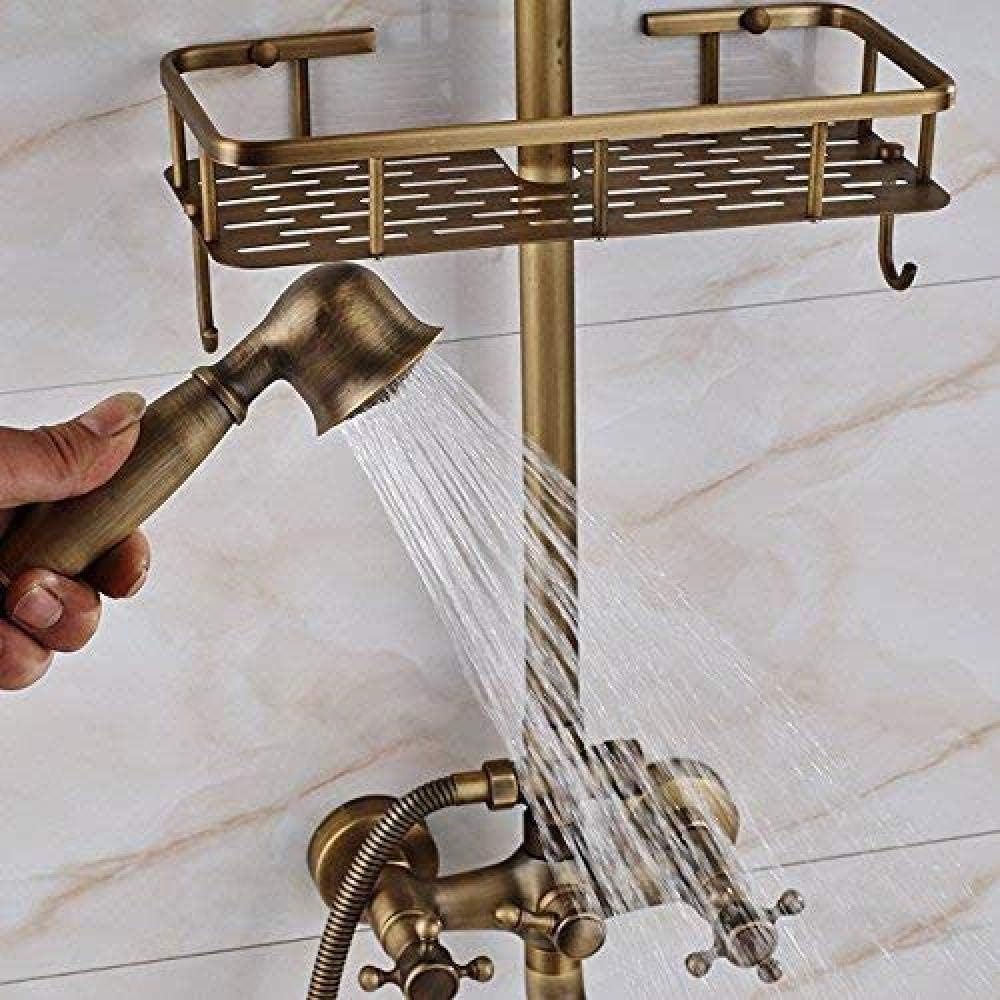Antique Brass Rain shower with Storage Basket
