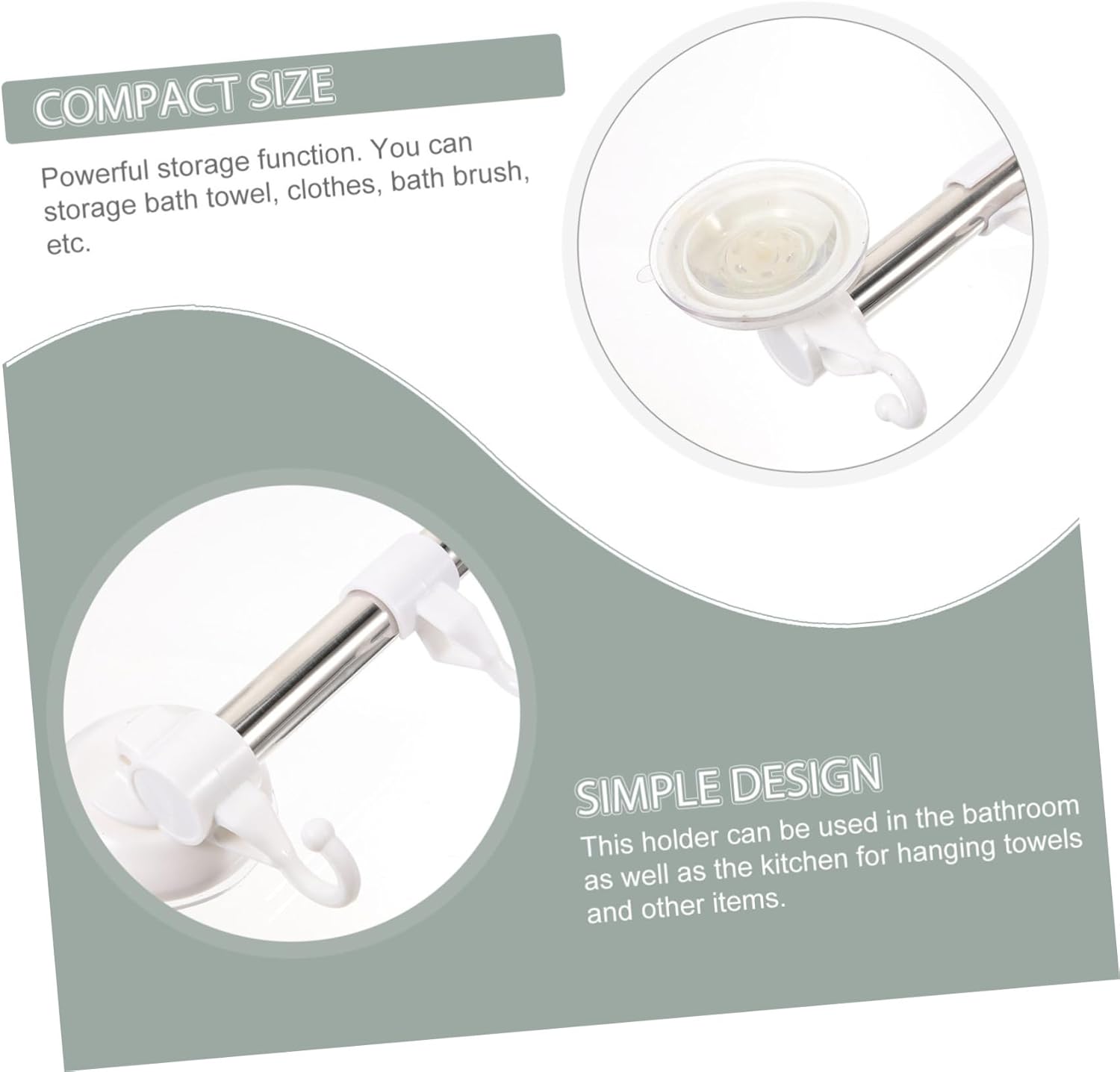 Adjustable Suction Cup Towel Bar No Drill for Bathroom and Kitchen