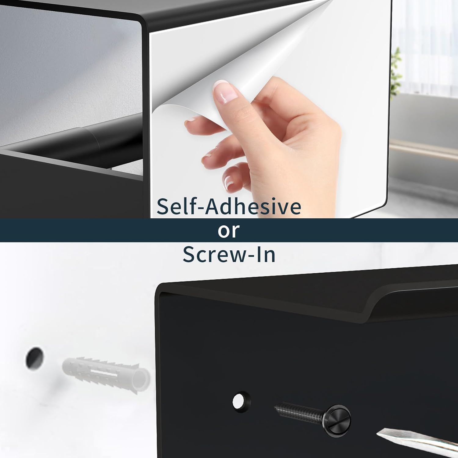Bethom Toilet Paper Holder Wall Mount Mat black