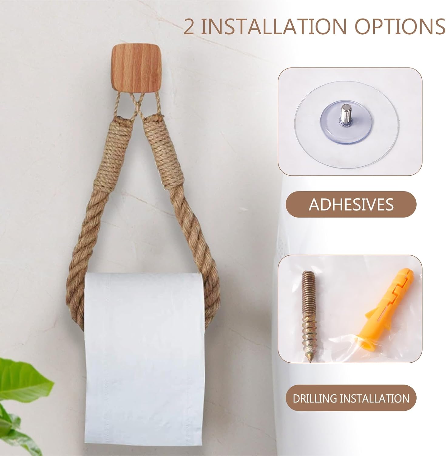 No-Drill Toilet Paper Holder with Flower Design
