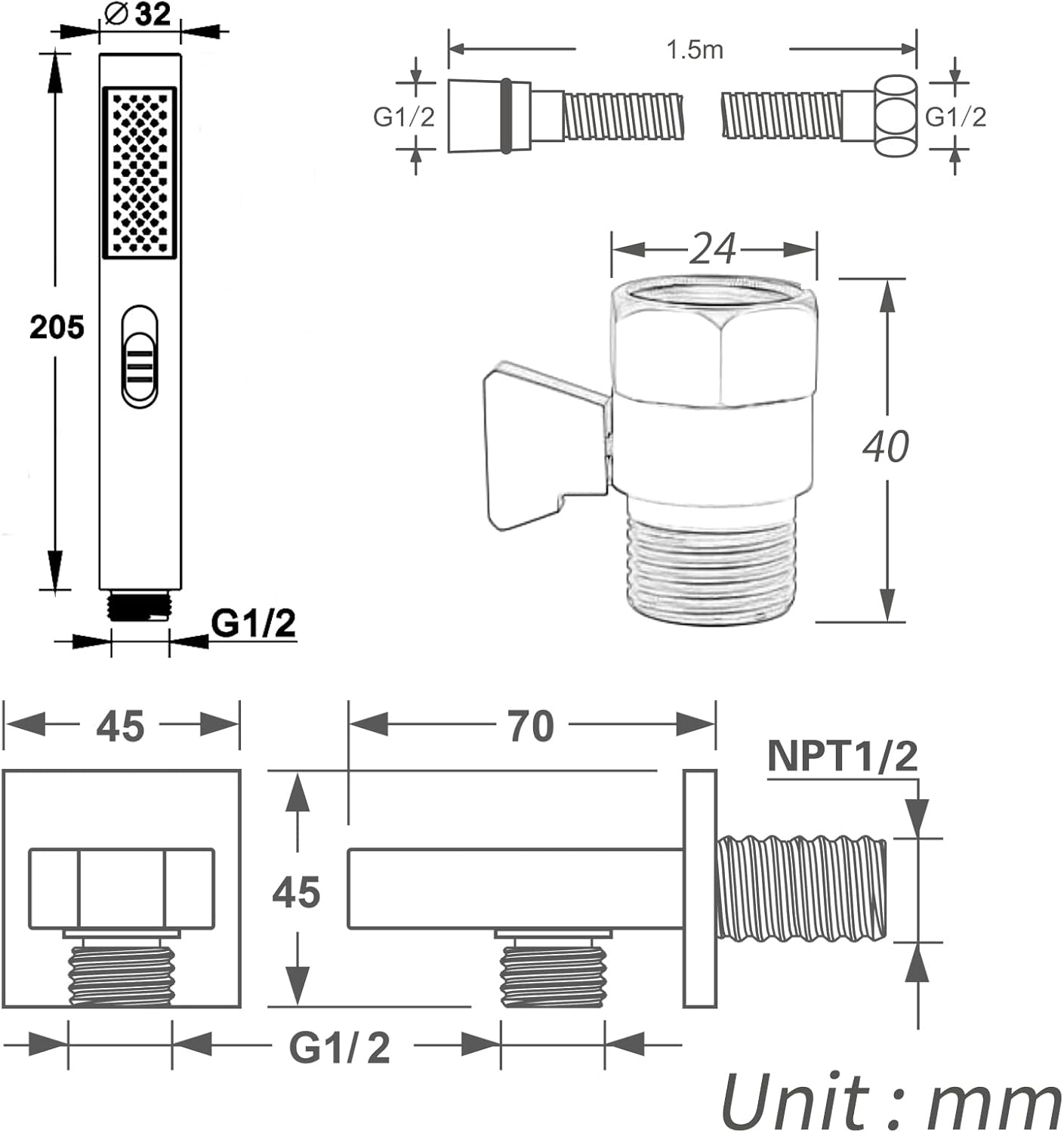 2-in-1 Handheld Shower Head with Spray Mode