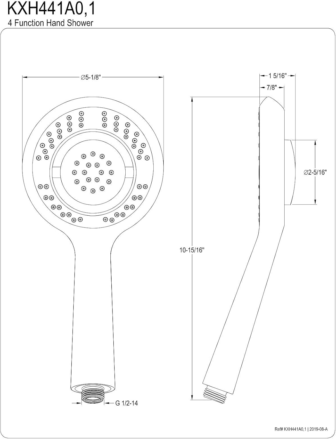 High-Quality Matte Black Handheld Shower Head Kyoto Brass KXH441A0