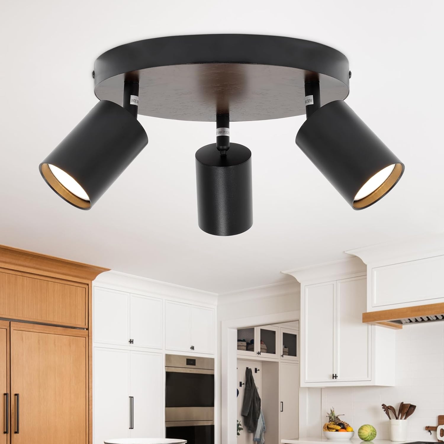 Ketom 3-Light LED Flush Mount Spotlight with Dark Walnut Canopy