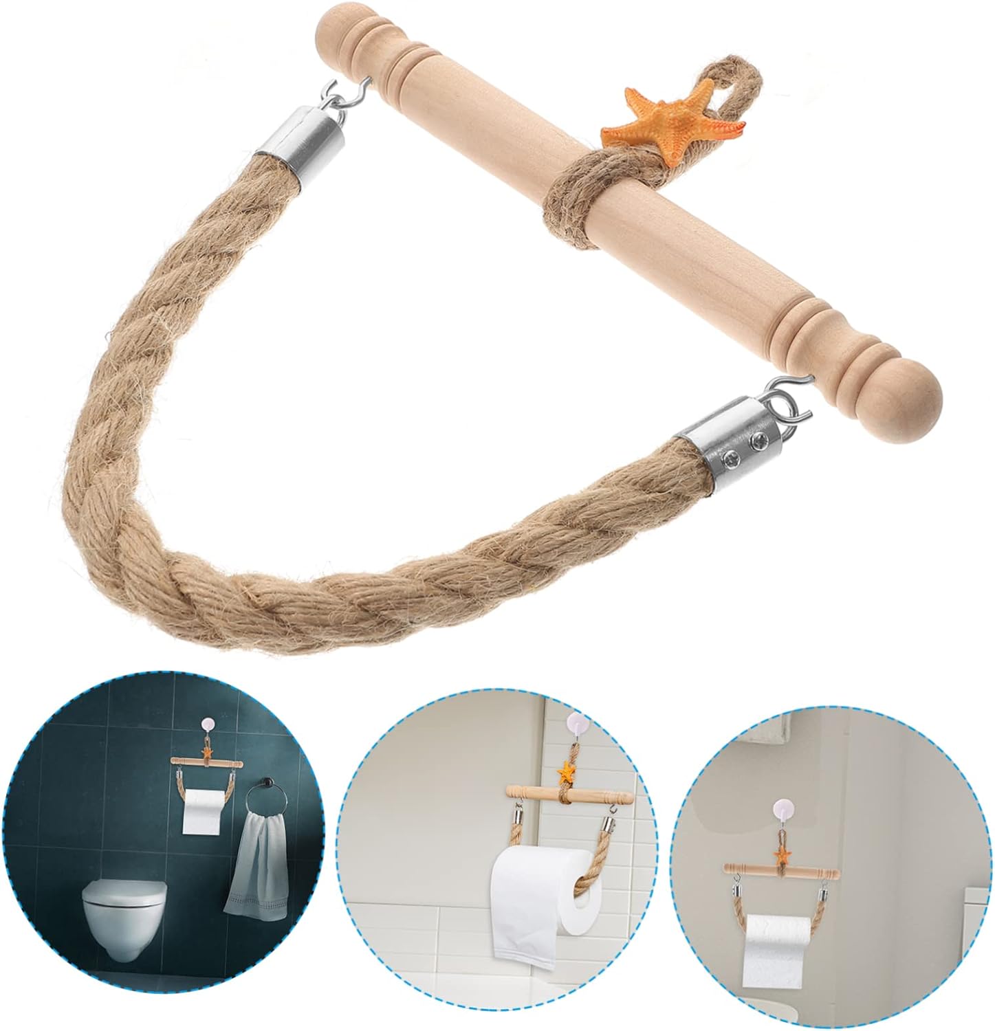 Rope Toilet Paper Holder Farmhouse Nautical Sea Decor
