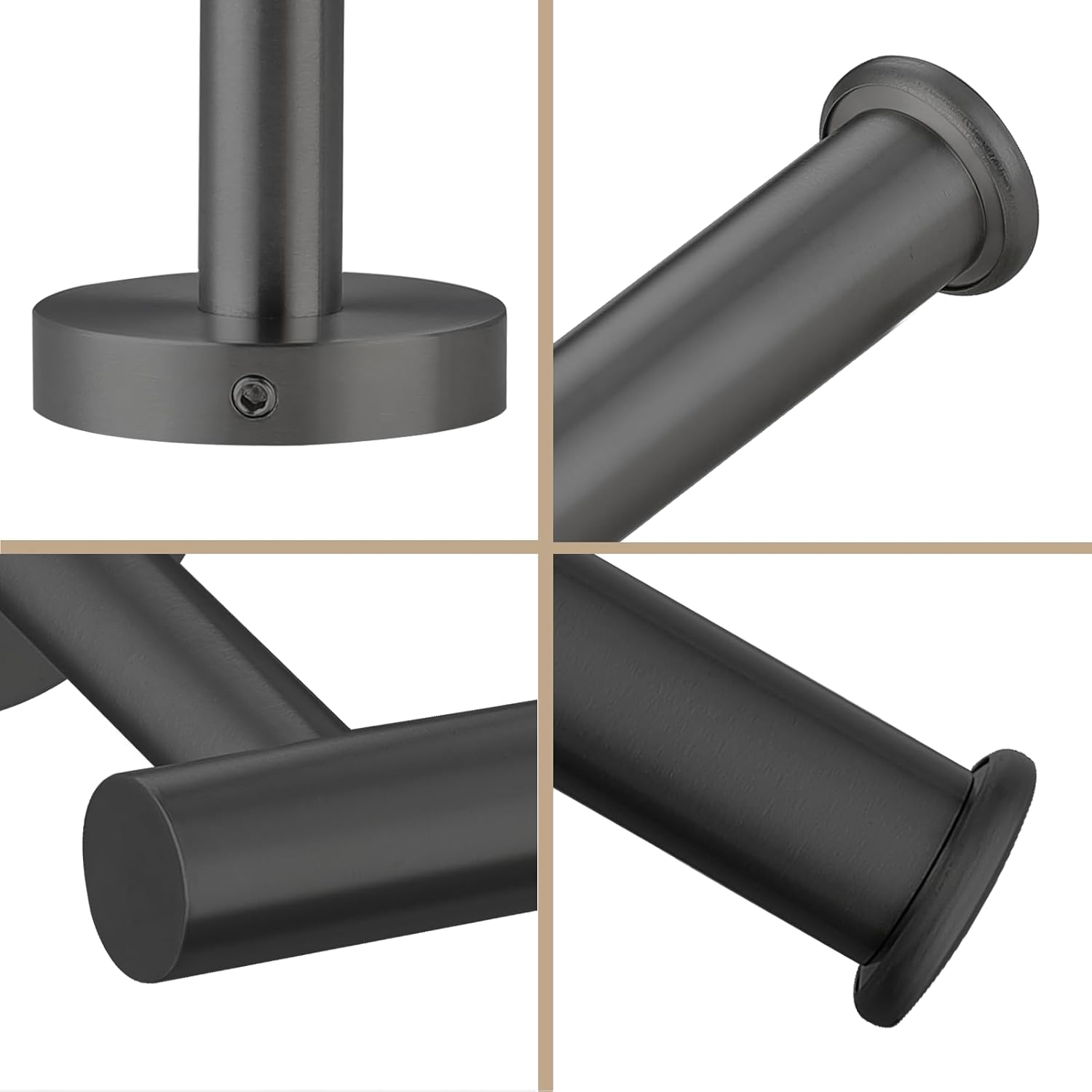 Kinbrace Toilet Paper Holder with Stainless Steel Knob and Matte Black Finish