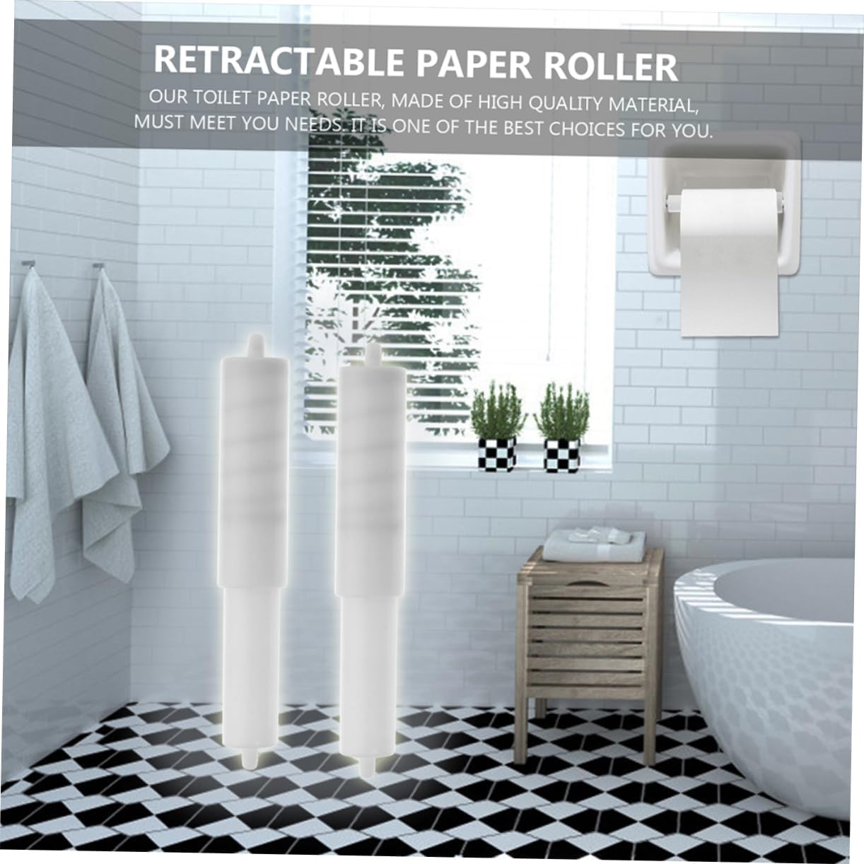 DOITOOL 4 Pcs Wall Mounted Toilet Paper Holder with Spring Loaded Spindle
