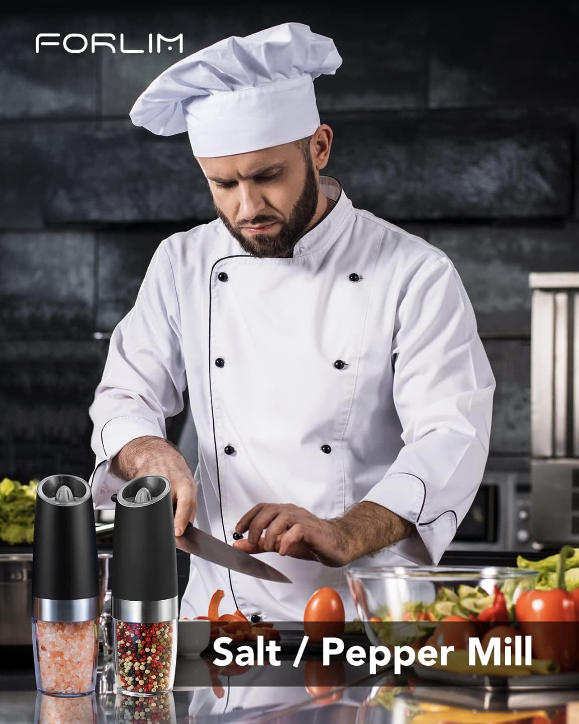 FORLIM Gravity Electric Salt and Pepper Grinder Set