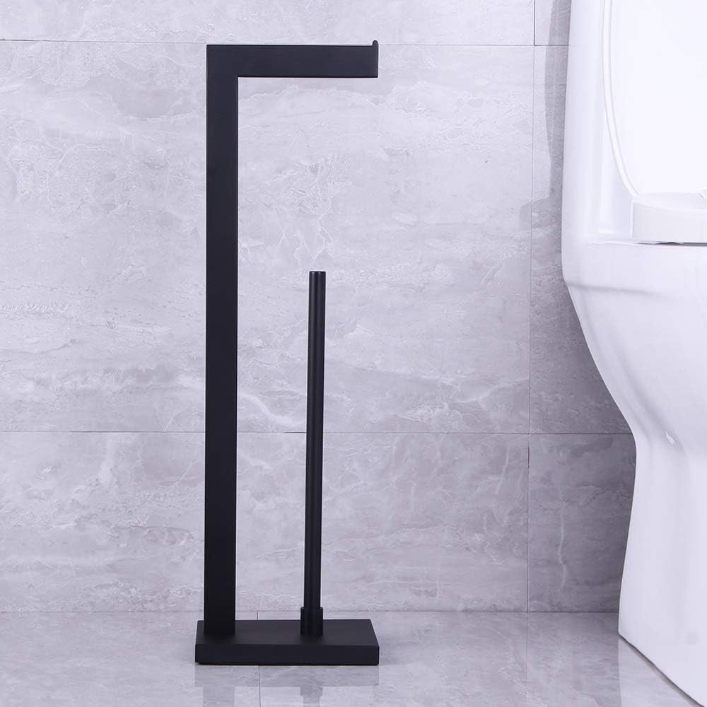 Matte Black Toilet Paper Holder with Shelf and Storage