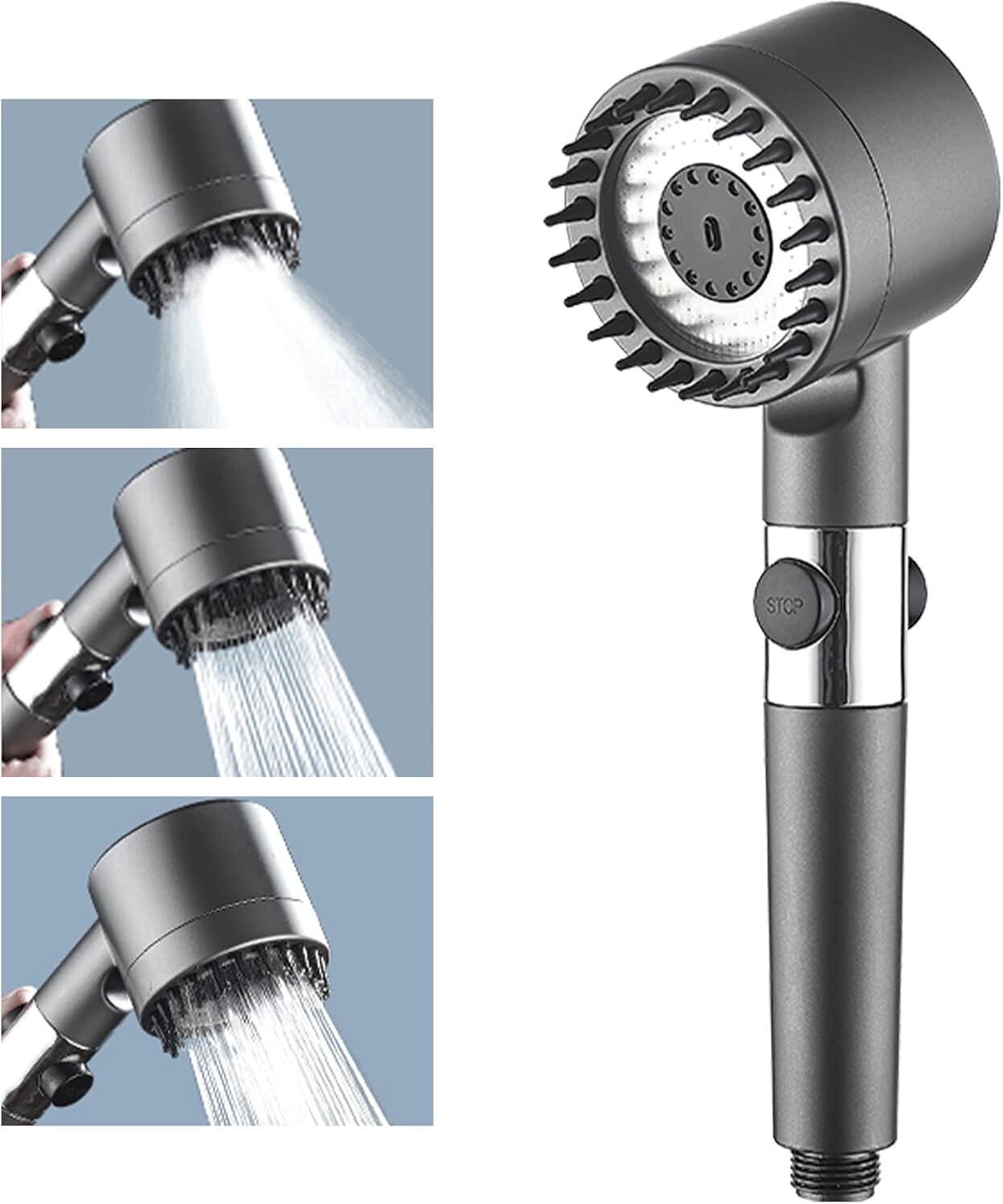 Relaxing High-Pressure Massage Shower Head with Pause Function