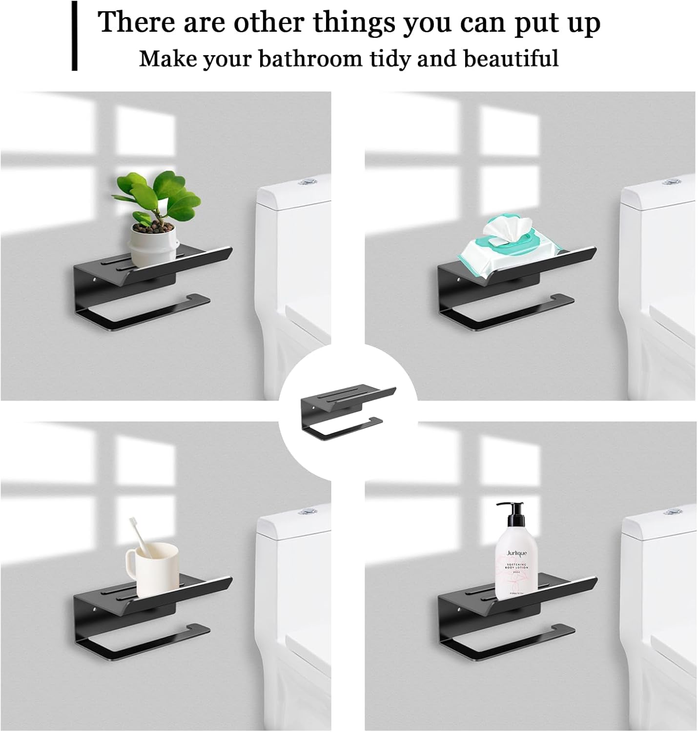 Black Bathroom Toilet Paper Holder Wall-Mounted Stainless Steel