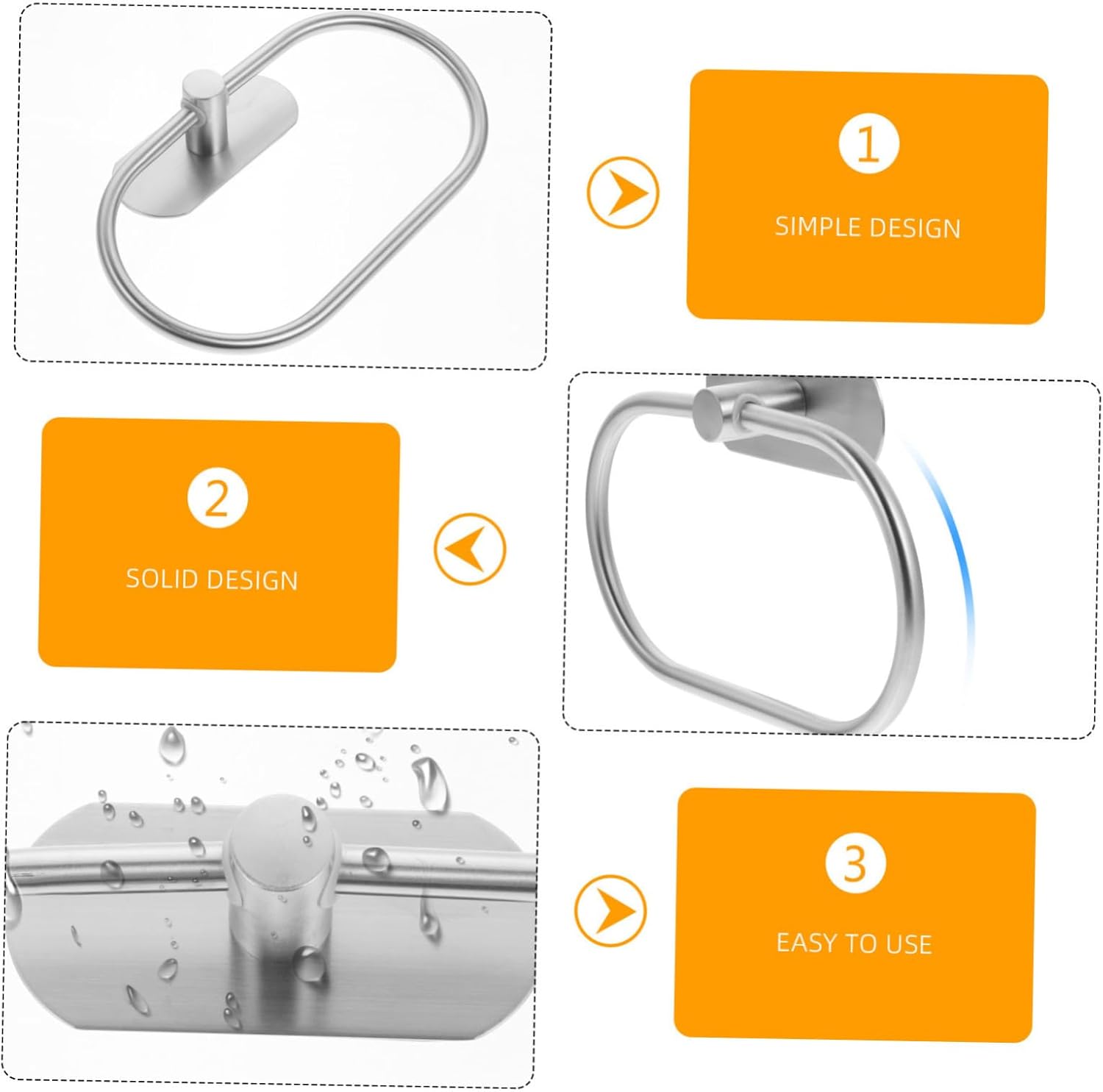 CRILSTYLEO Oval Towel Holder Rustproof Modern Bathroom Hook