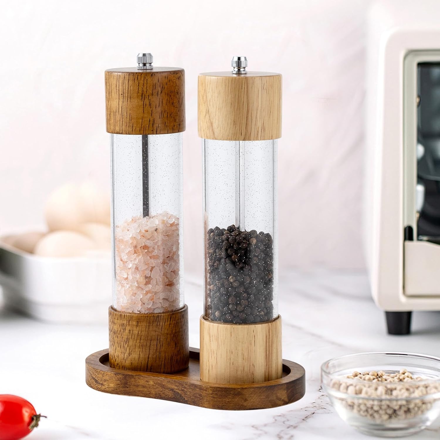 BINHAI Salt and Pepper Wood Mill Rest Tray