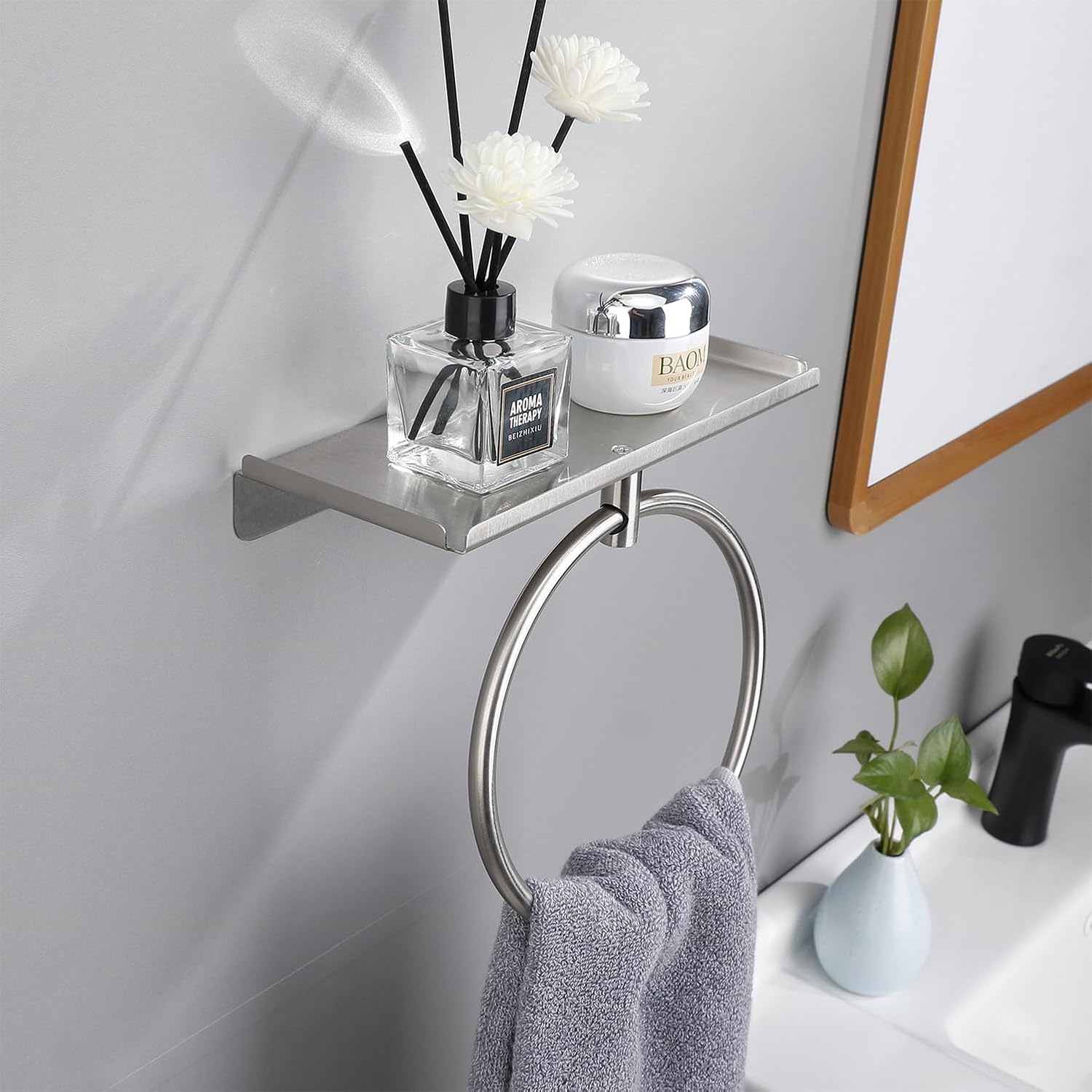 FKmindyq Bath Towel Ring with Shelf