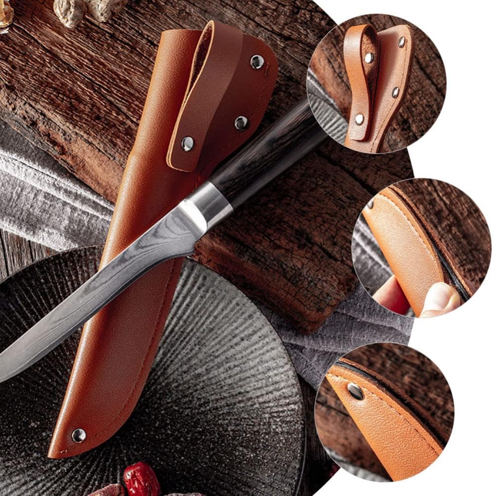TOPBATHY 2pcs Leather Fish Filleting Knife Guards with Belt Loop