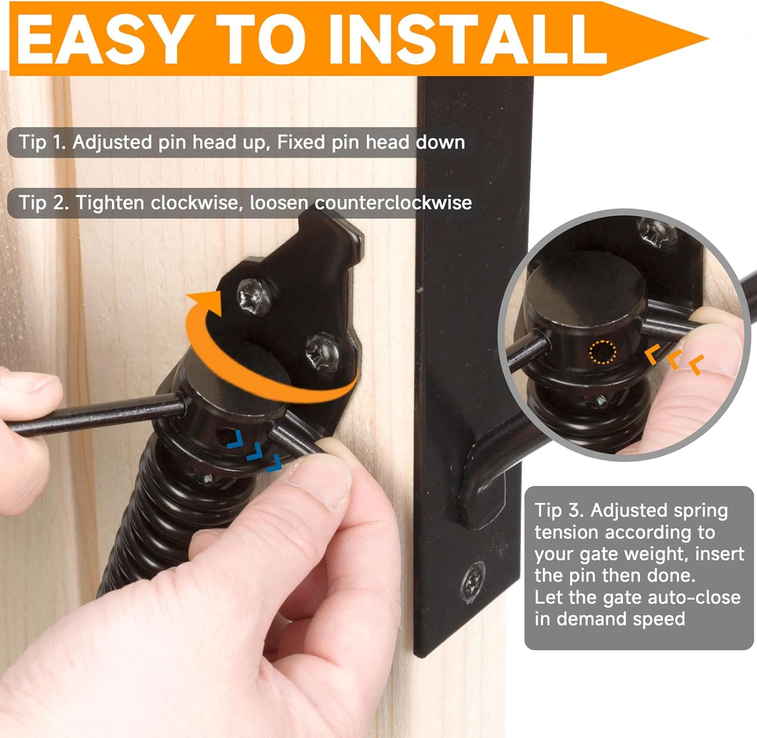 14-inch Heavy-DutyOutdoor Gate Spring Adjustable Self-Closing
