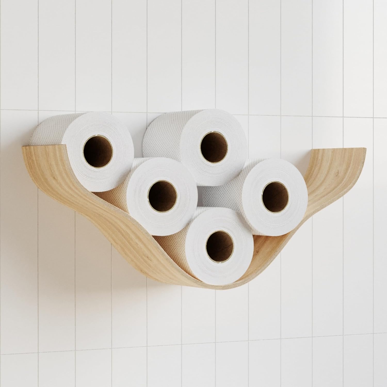 Cloud Shaped Toilet Paper Holder with Wooden Shelf