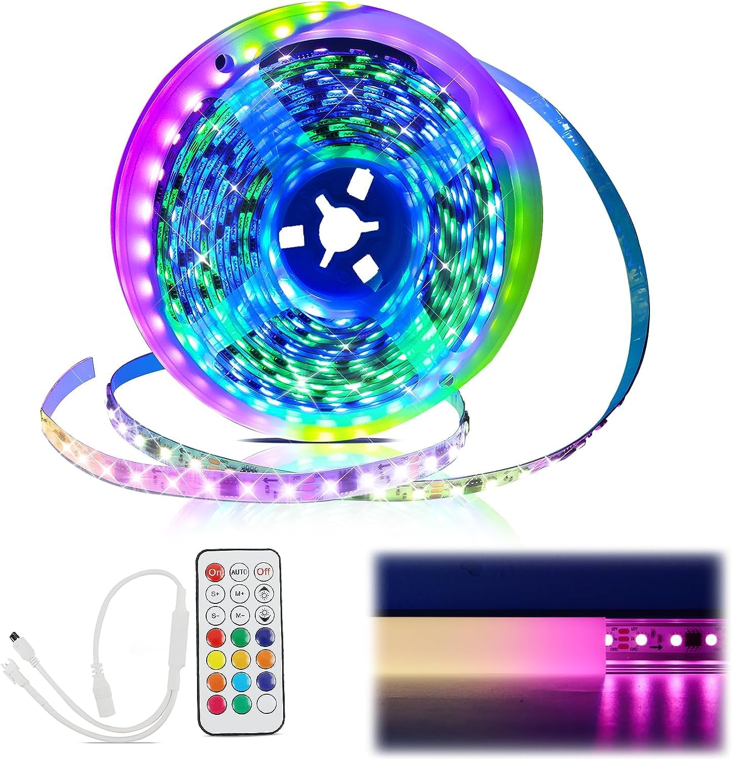 Muzata 164FT LED Strip Light High Intensity 96LEDsm Silver Aluminum Channel System
