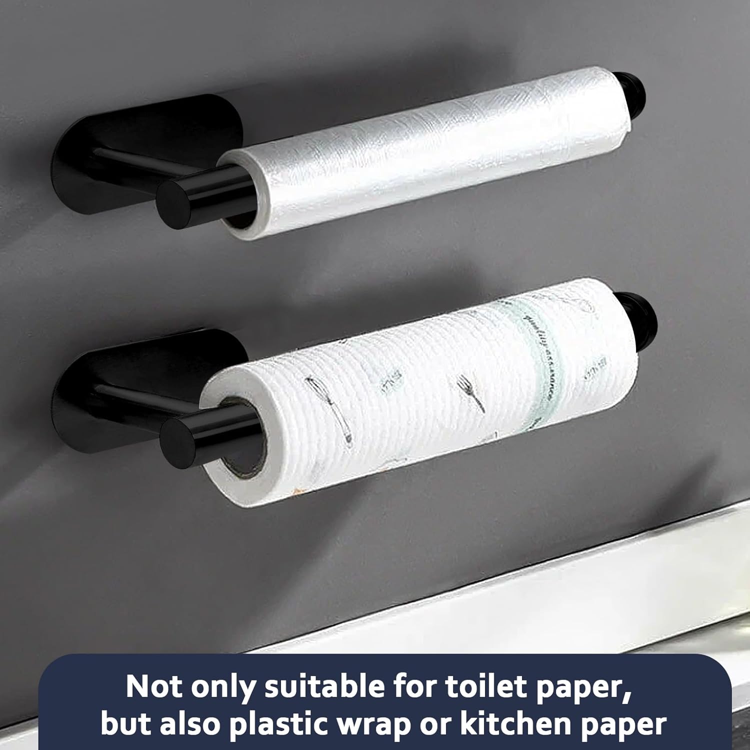 Verkelly Stainless Steel Self Adhesive Toilet Paper Holder Black