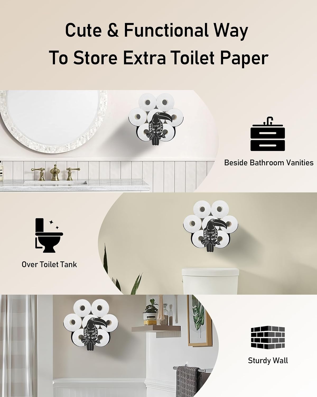 Toucan Toilet Paper Holder for 8 Rolls