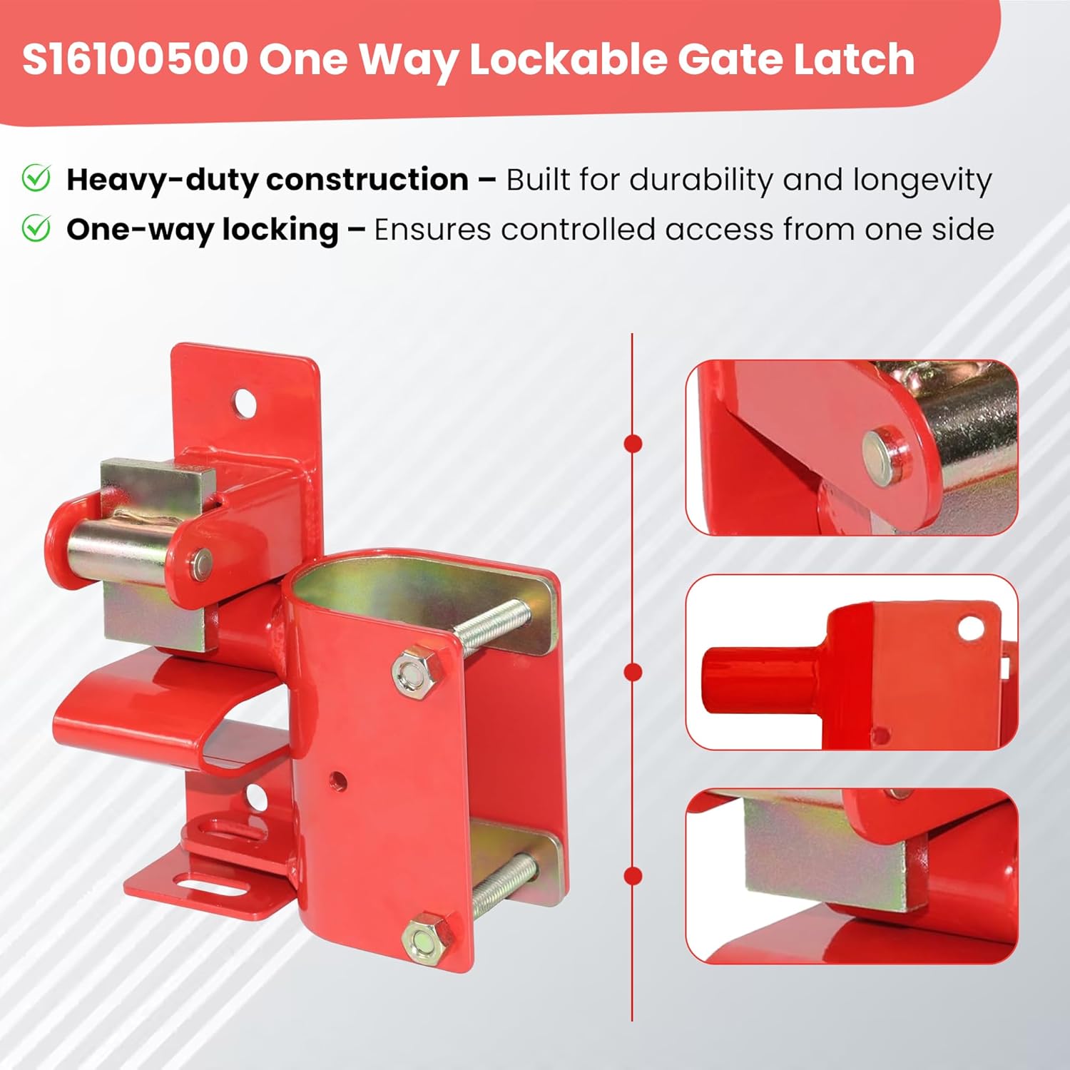 Virtionz OneWay Gate Latch for Metal Gates Blocks Invasions Easy Access