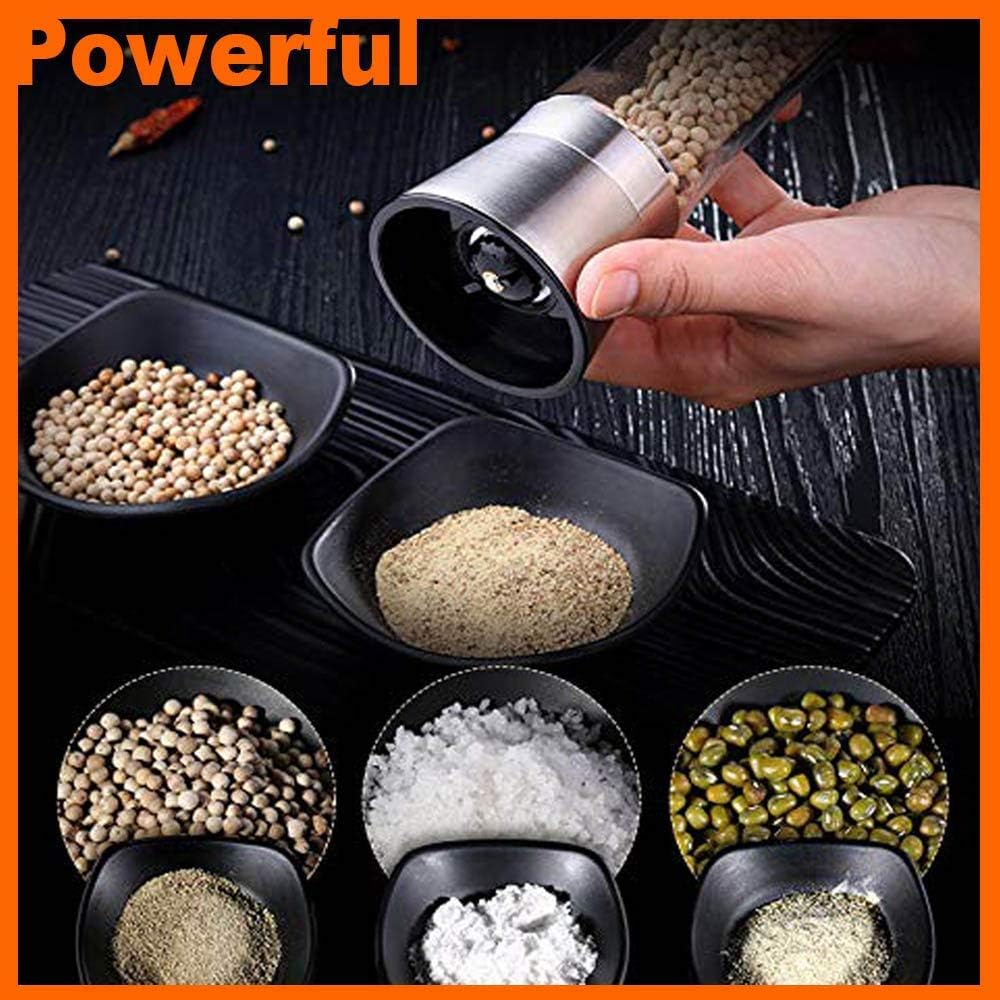 Yugefom Salt Pepper Grinder Set - Glass Stainless Steel