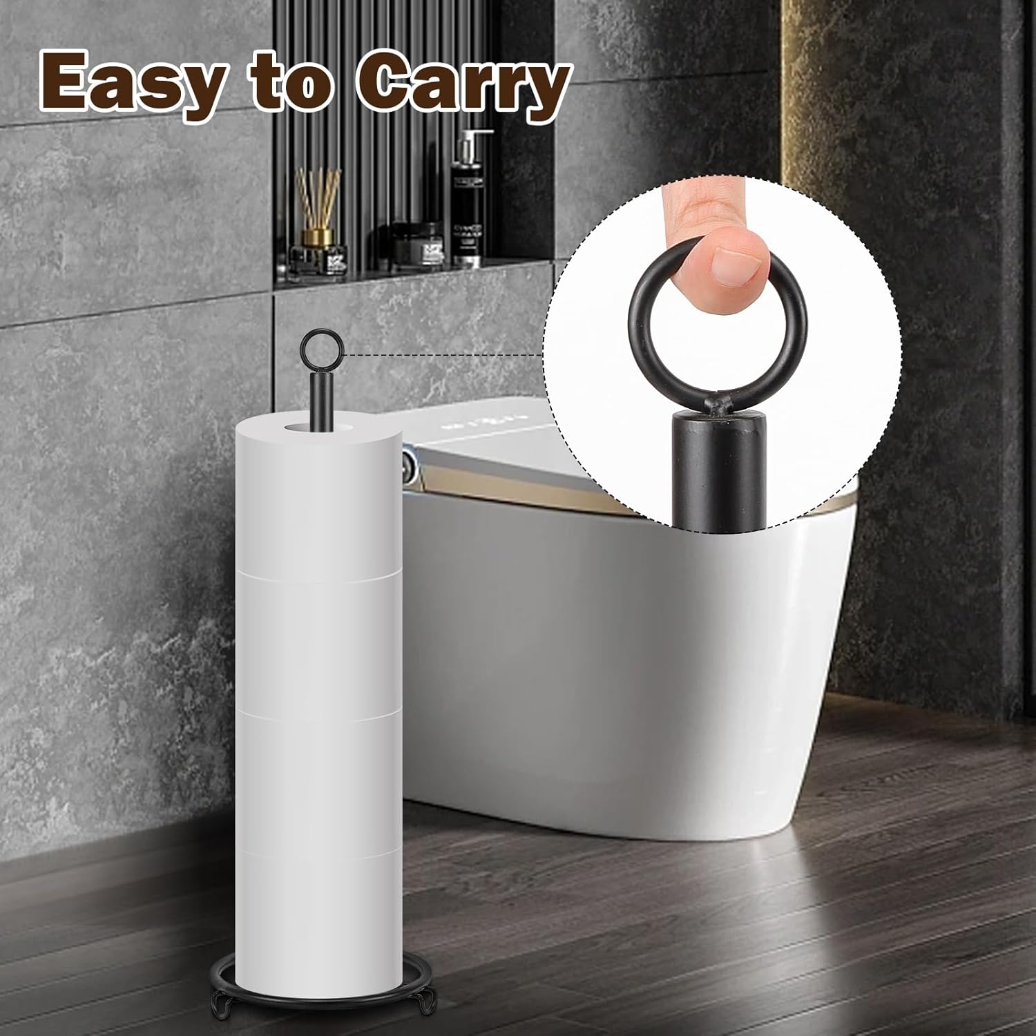 Siyzda Matte Black Toilet Paper Holder Stand