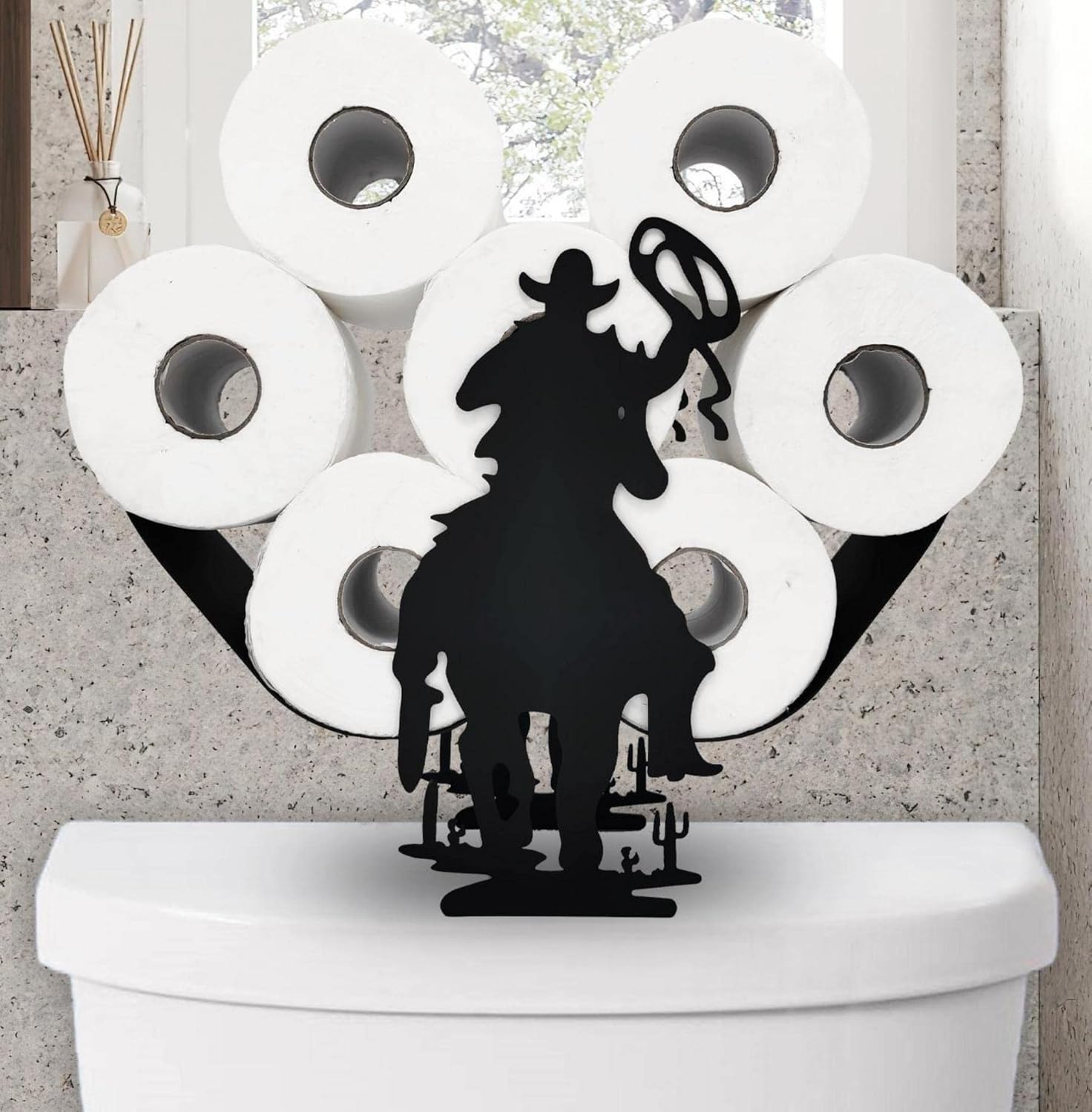 Coolboy Cowboy Black Metal Toilet Paper Holder