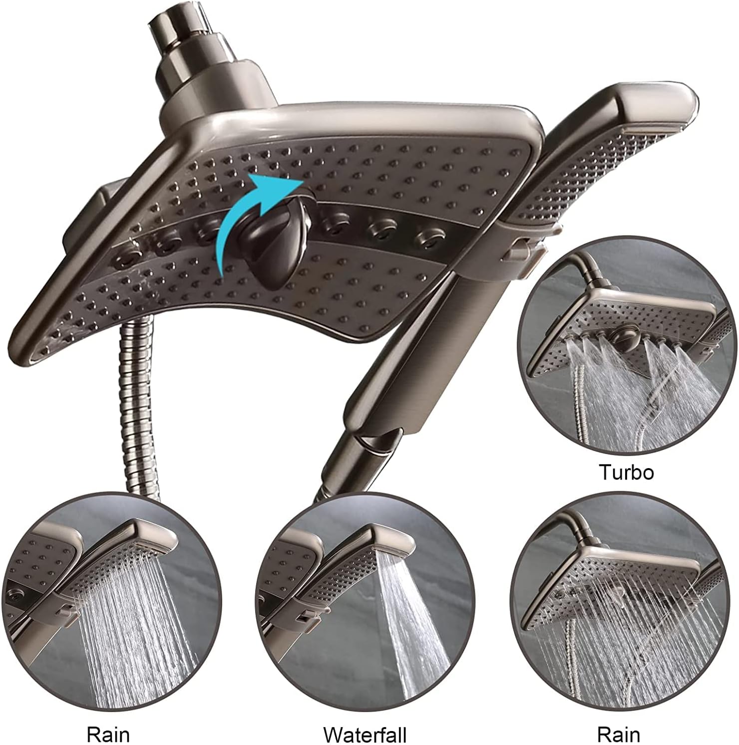 BRIGHT SHOWERS 10-Inch Extendable Shower Arm with Dual Spray Heads