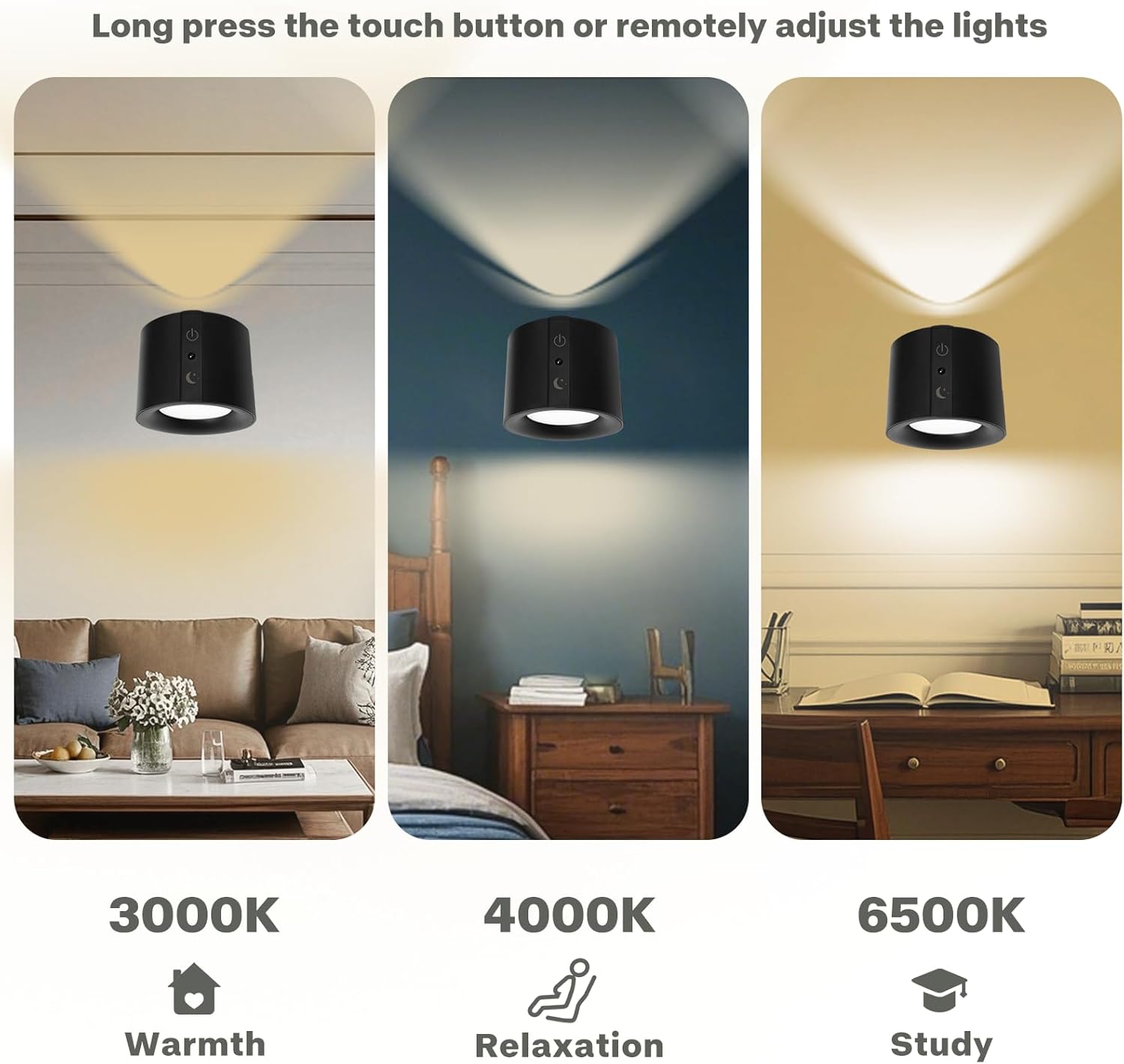 LED Spotlight Indoor Rechargeable with Dual Light Source and 360 Adjustment
