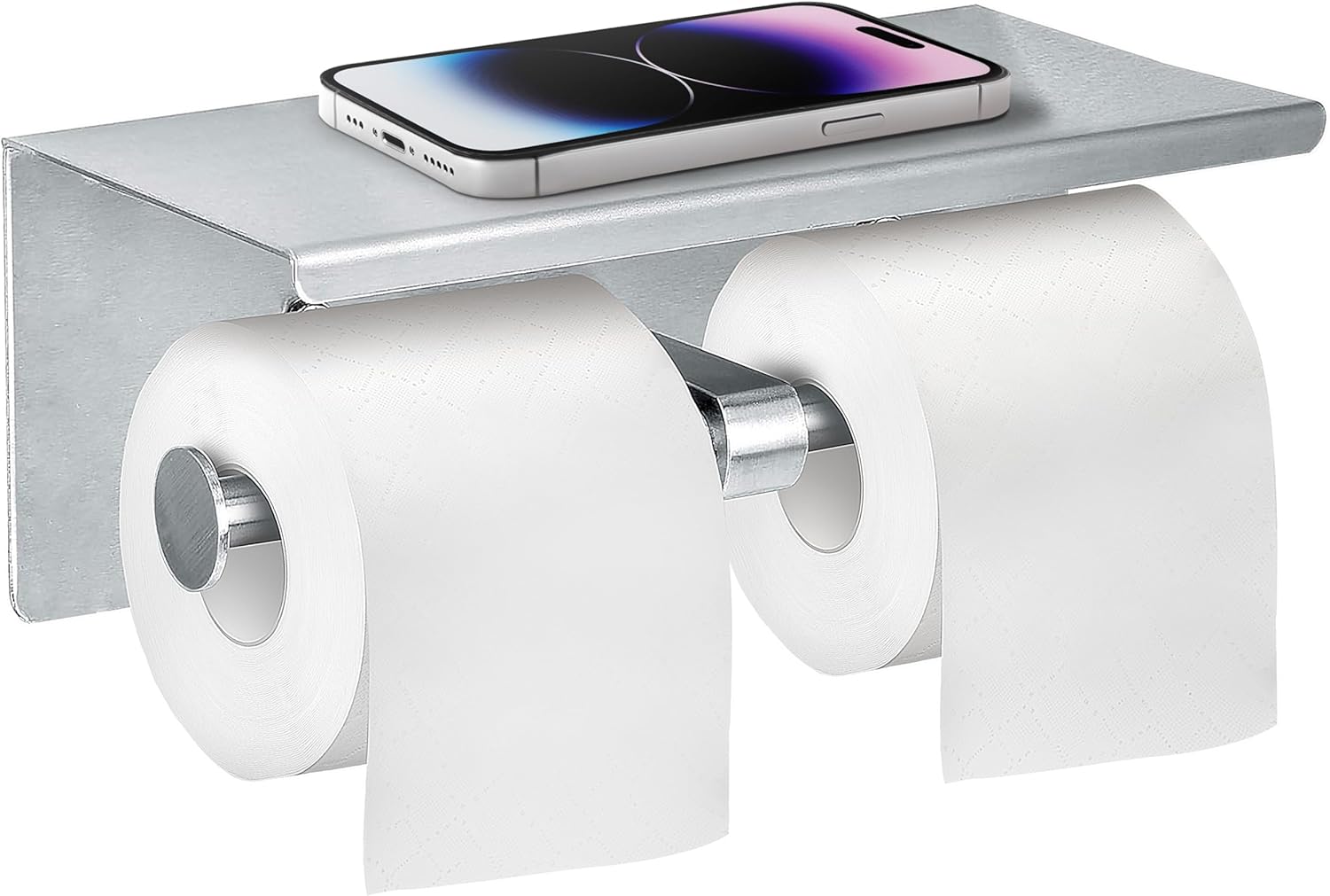 Alpine Double Roll Toilet Paper Holder with Shelf 1
