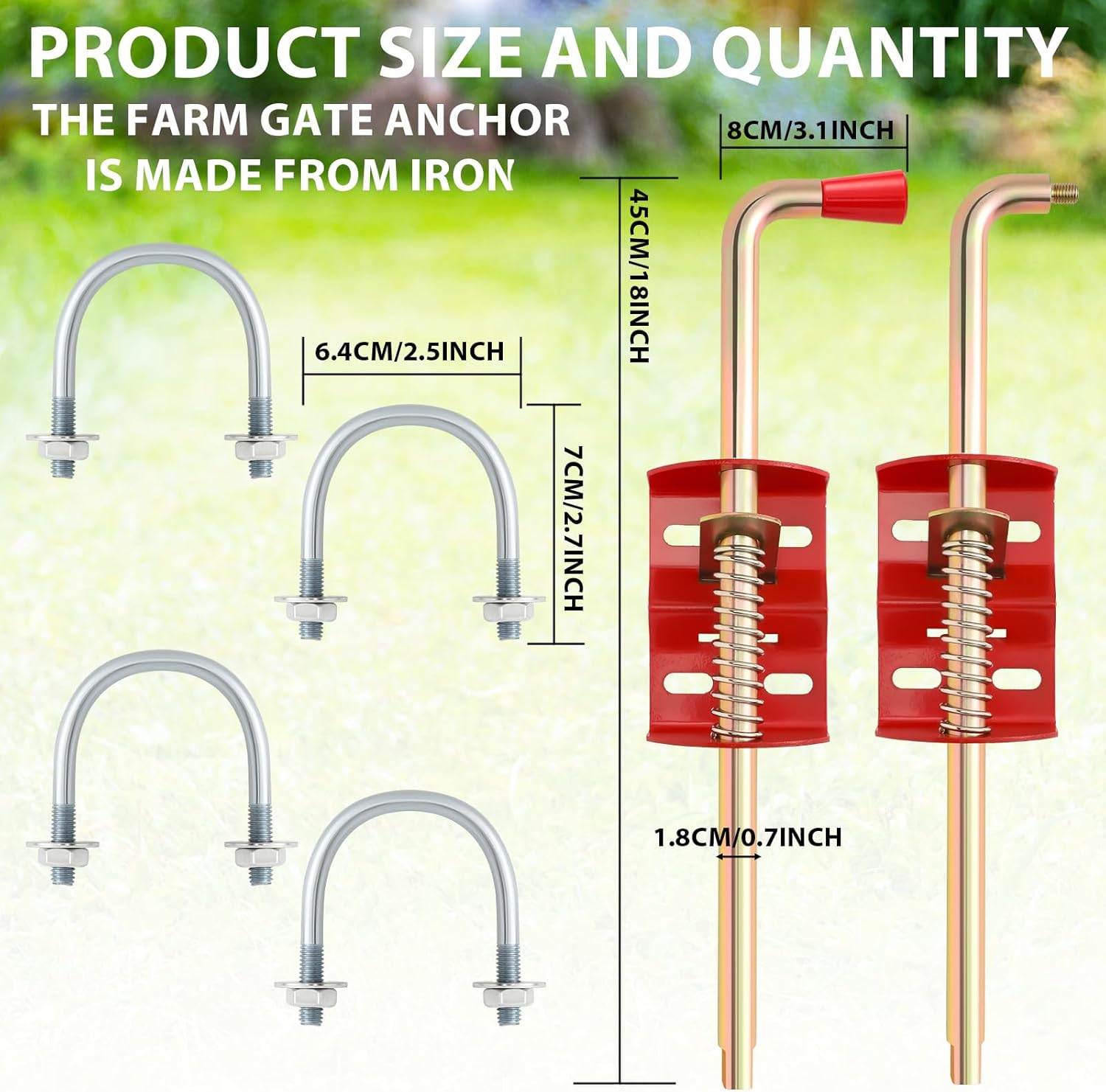 2 Pack 18-Inch Farm Gate LatchesSturdy Durable for Cattle Pasture